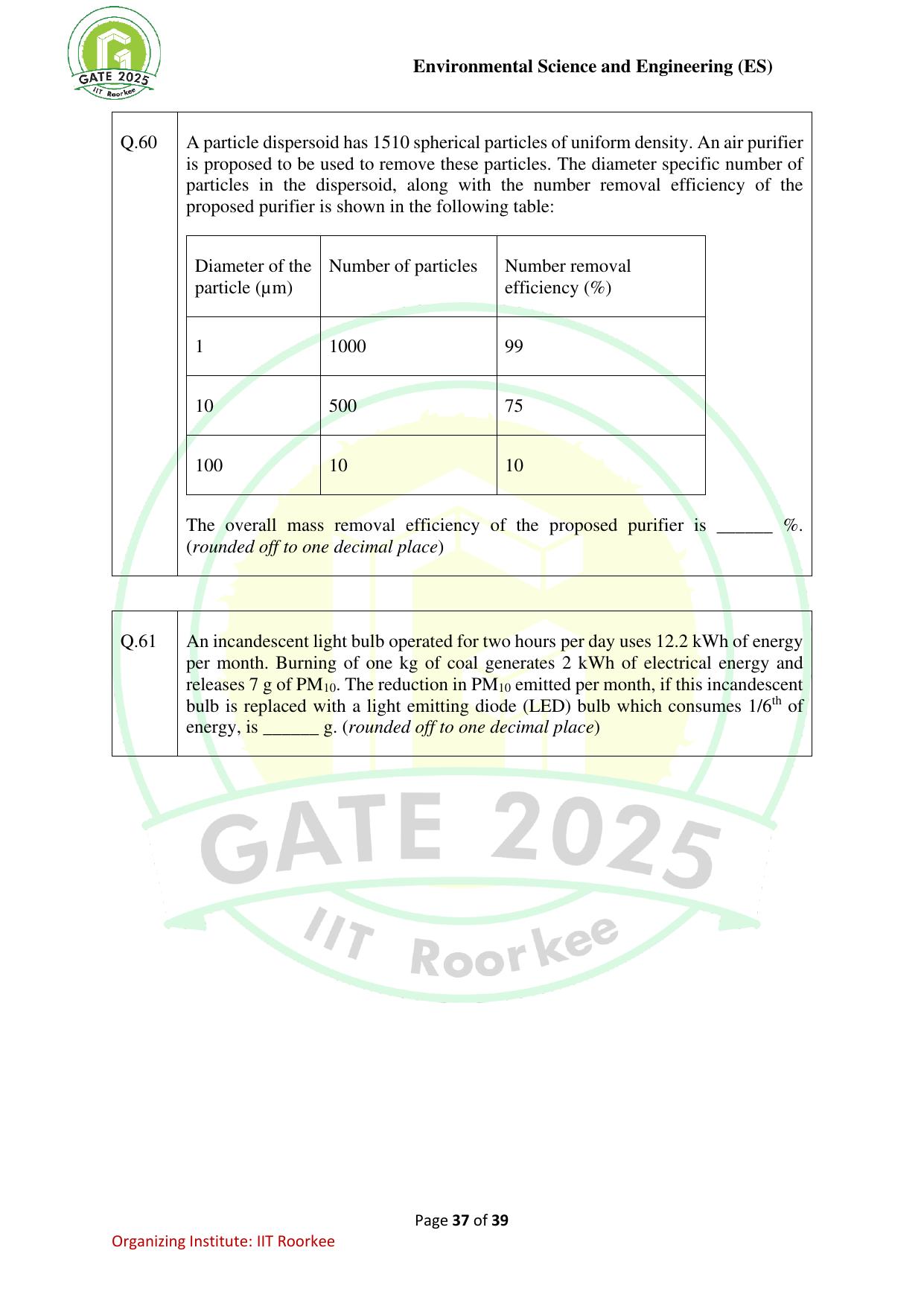 GATE 2025 Environmental Science & Engineering (ES) Question Paper - Page 37