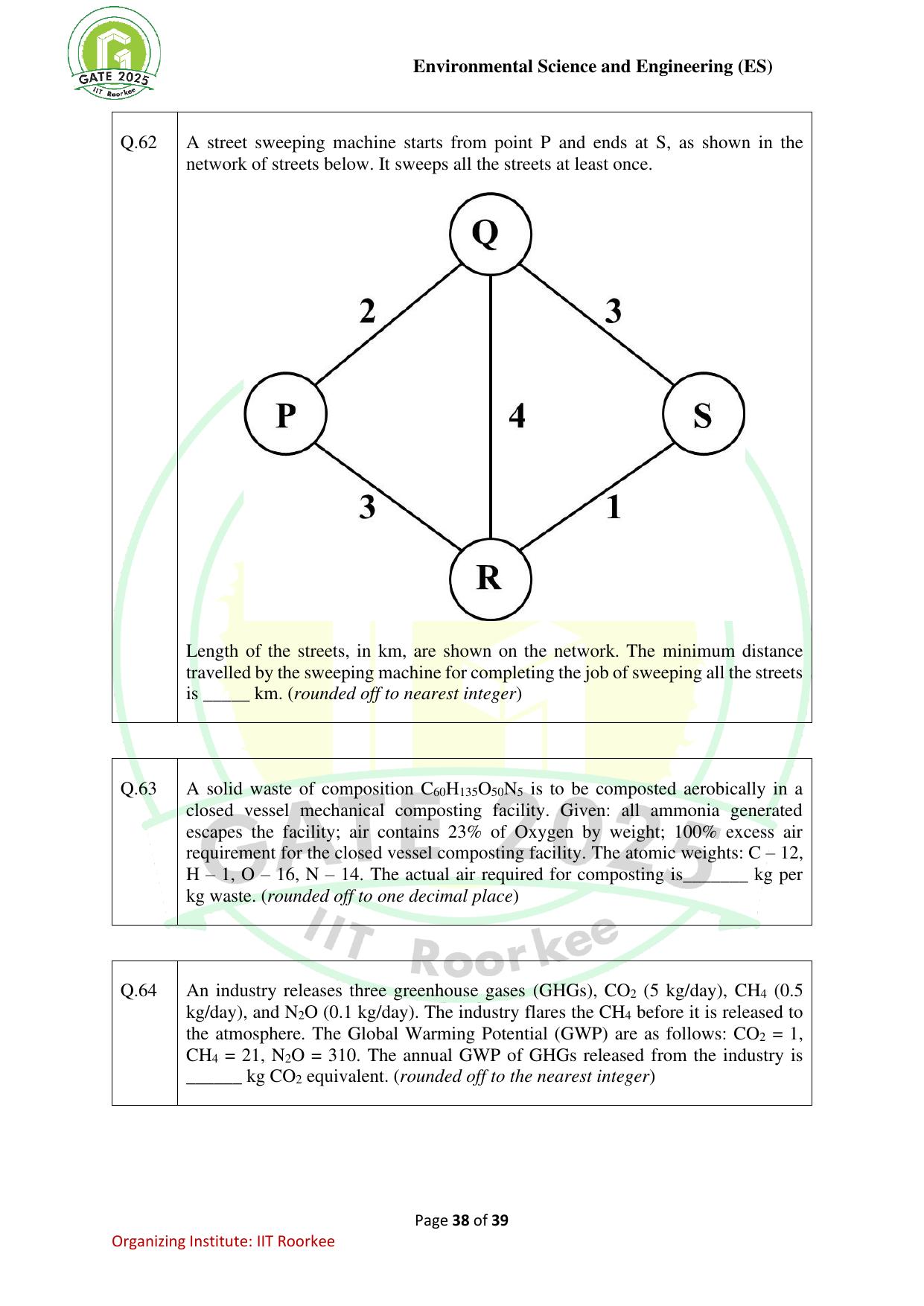 GATE 2025 Environmental Science & Engineering (ES) Question Paper - Page 38