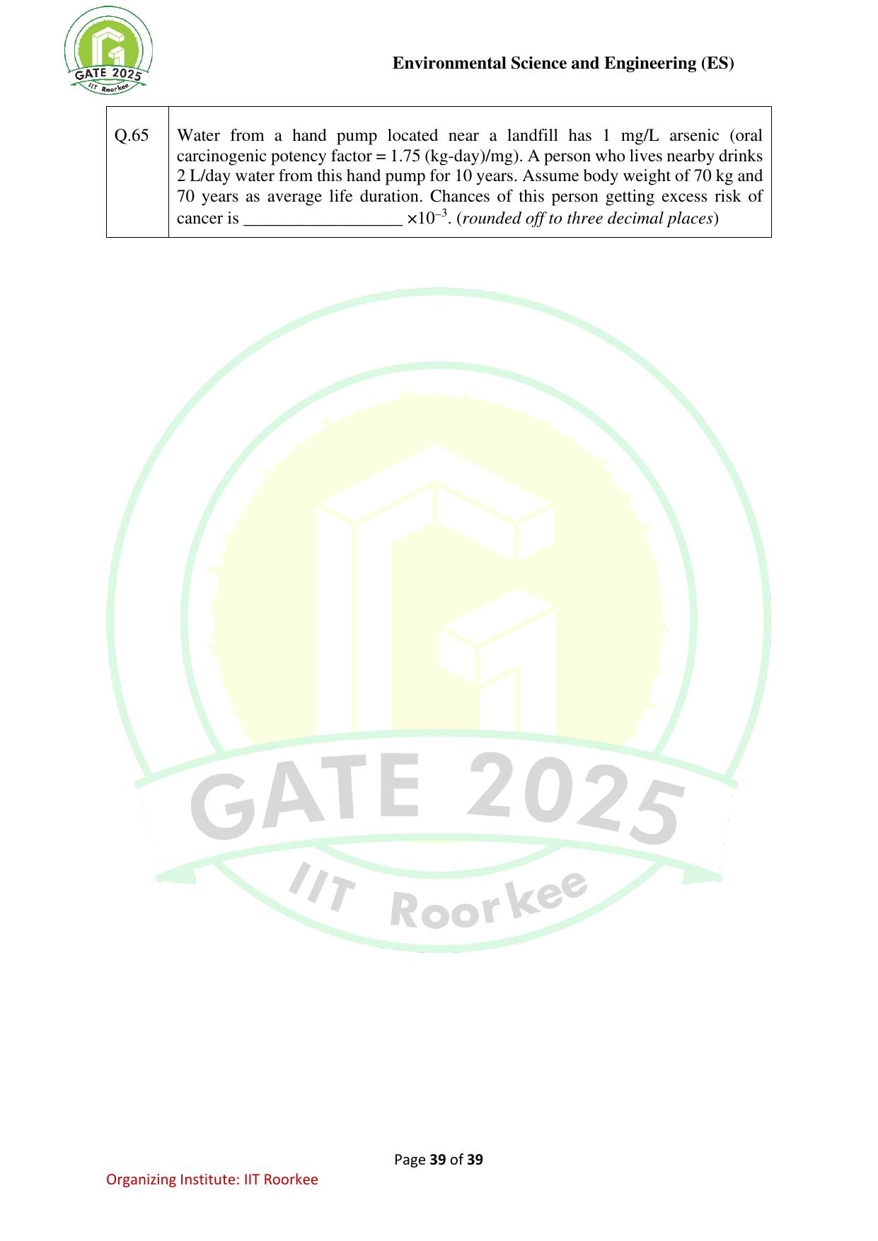 GATE 2025 Environmental Science & Engineering (ES) Question Paper - Page 39
