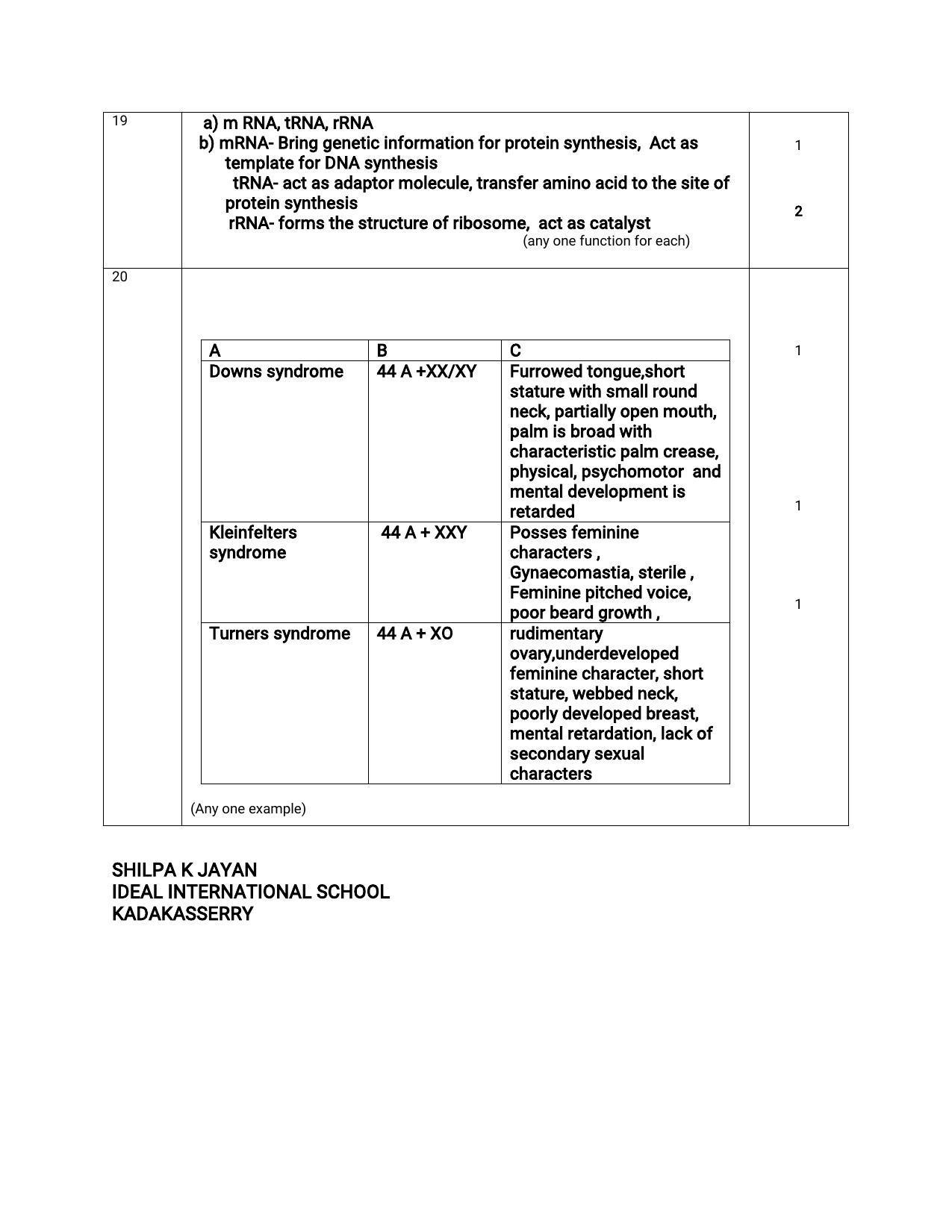 Kerala Plus Two 2020 Zoology Model Answer Key - Page 3
