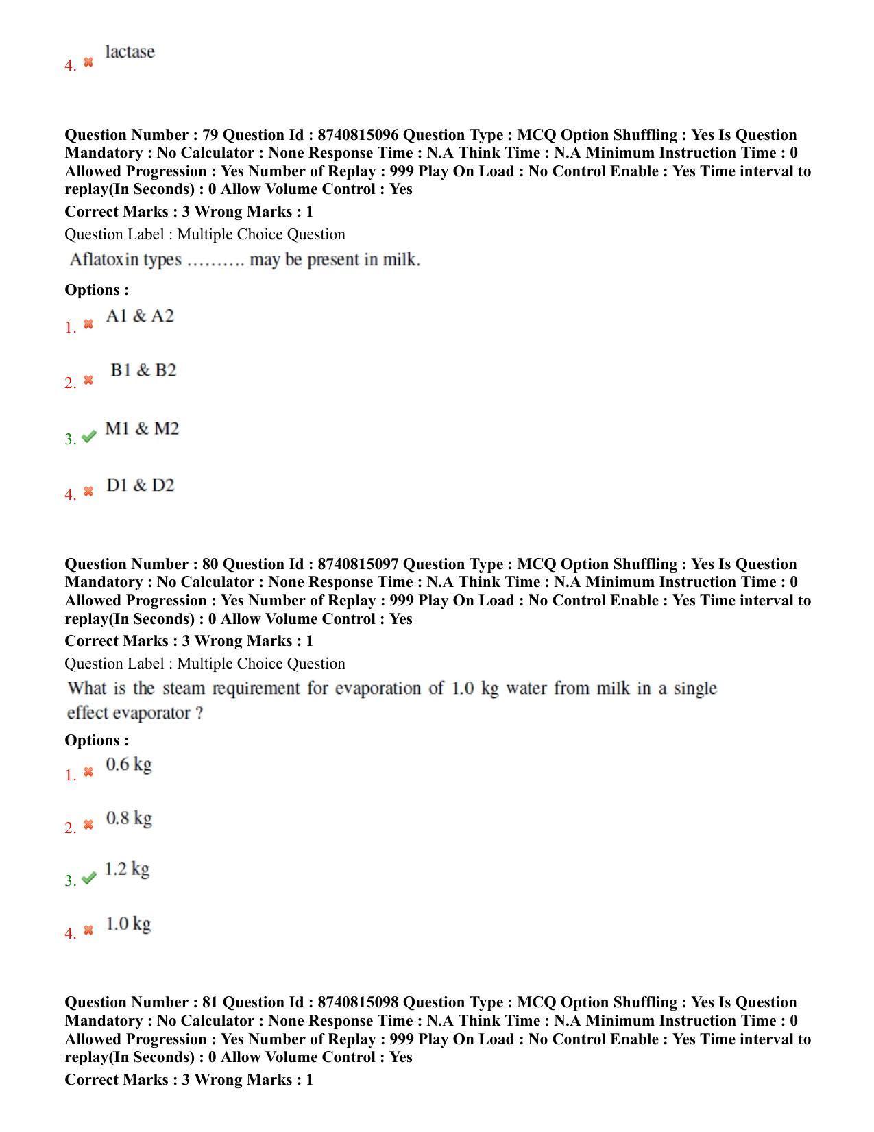 BHU RET Dairying Technology 2020 Question Paper  - Page 44