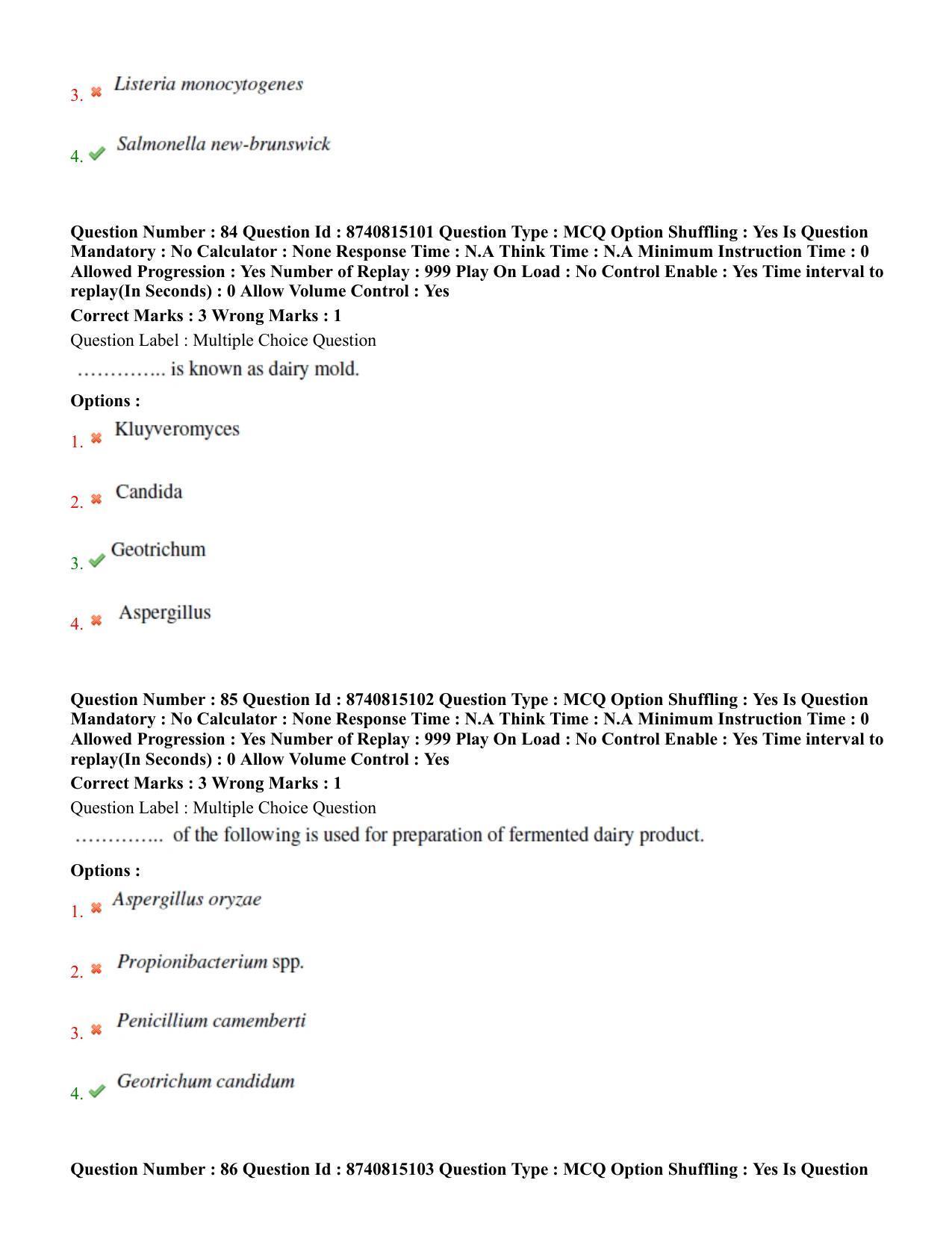 BHU RET Dairying Technology 2020 Question Paper  - Page 46