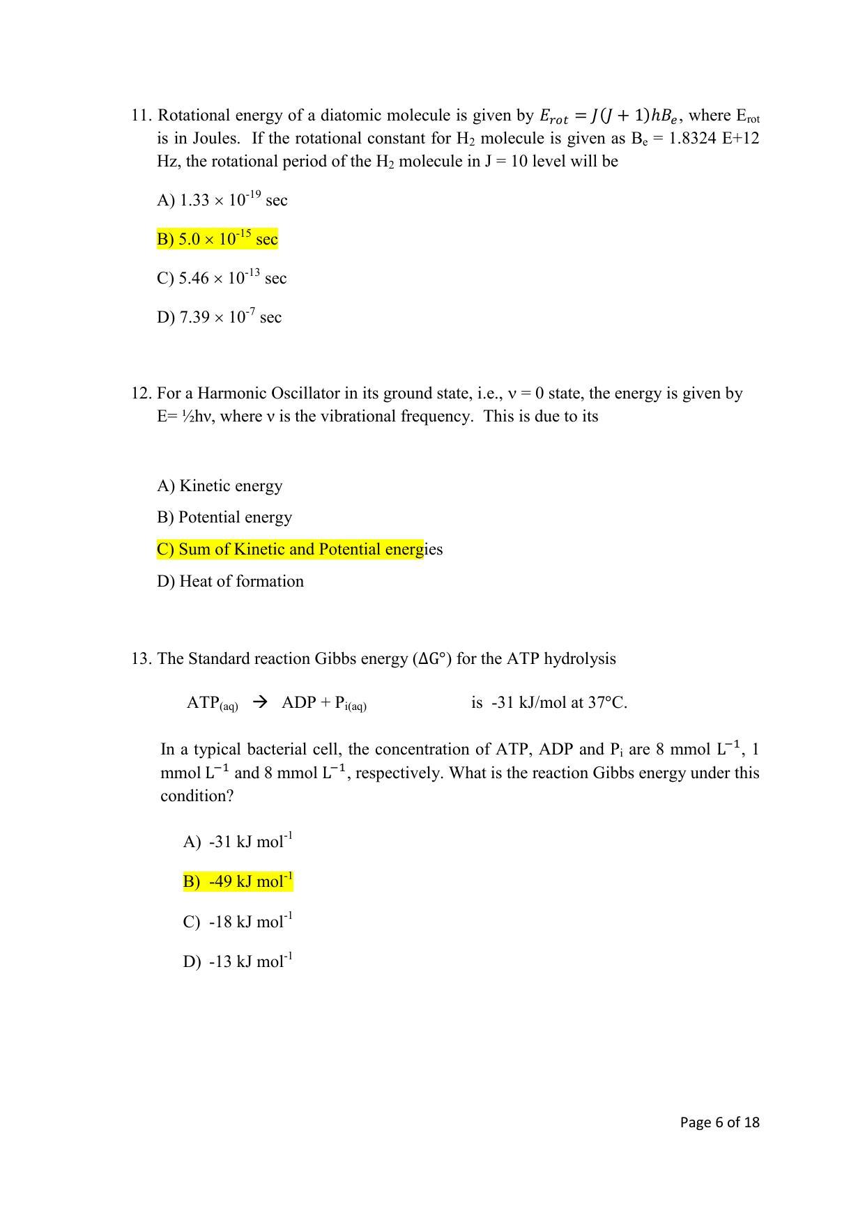 TIFR GS 2020 Chemistry Question Paper - Page 6