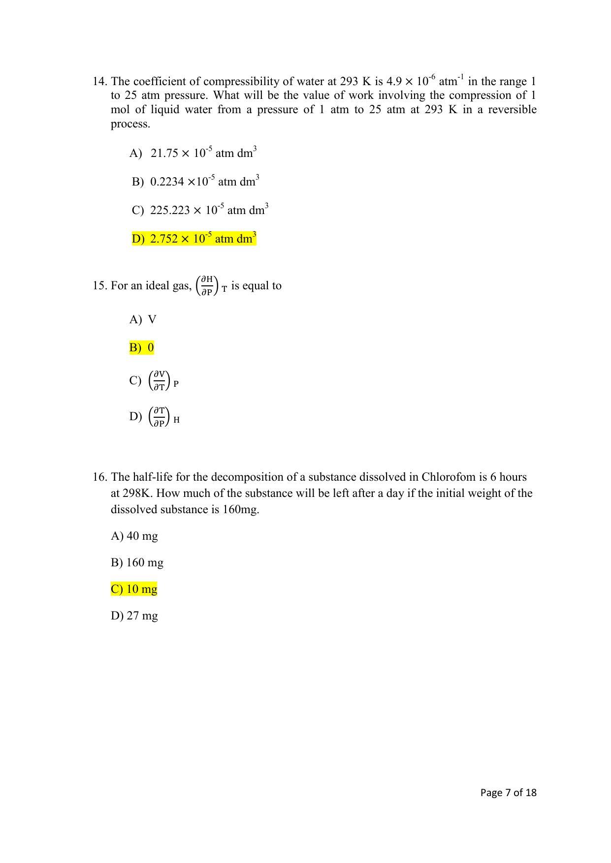 TIFR GS 2020 Chemistry Question Paper - Page 7
