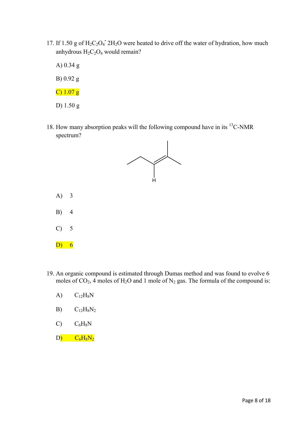TIFR GS 2020 Chemistry Question Paper - Page 8