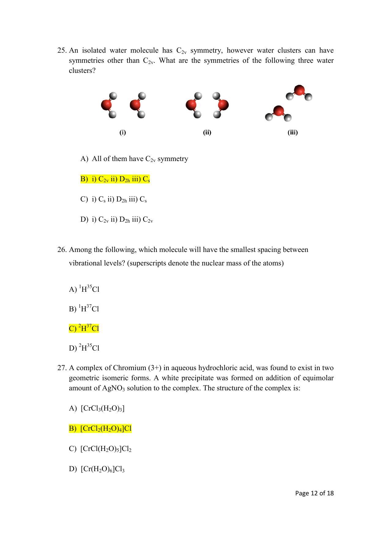TIFR GS 2020 Chemistry Question Paper - Page 12