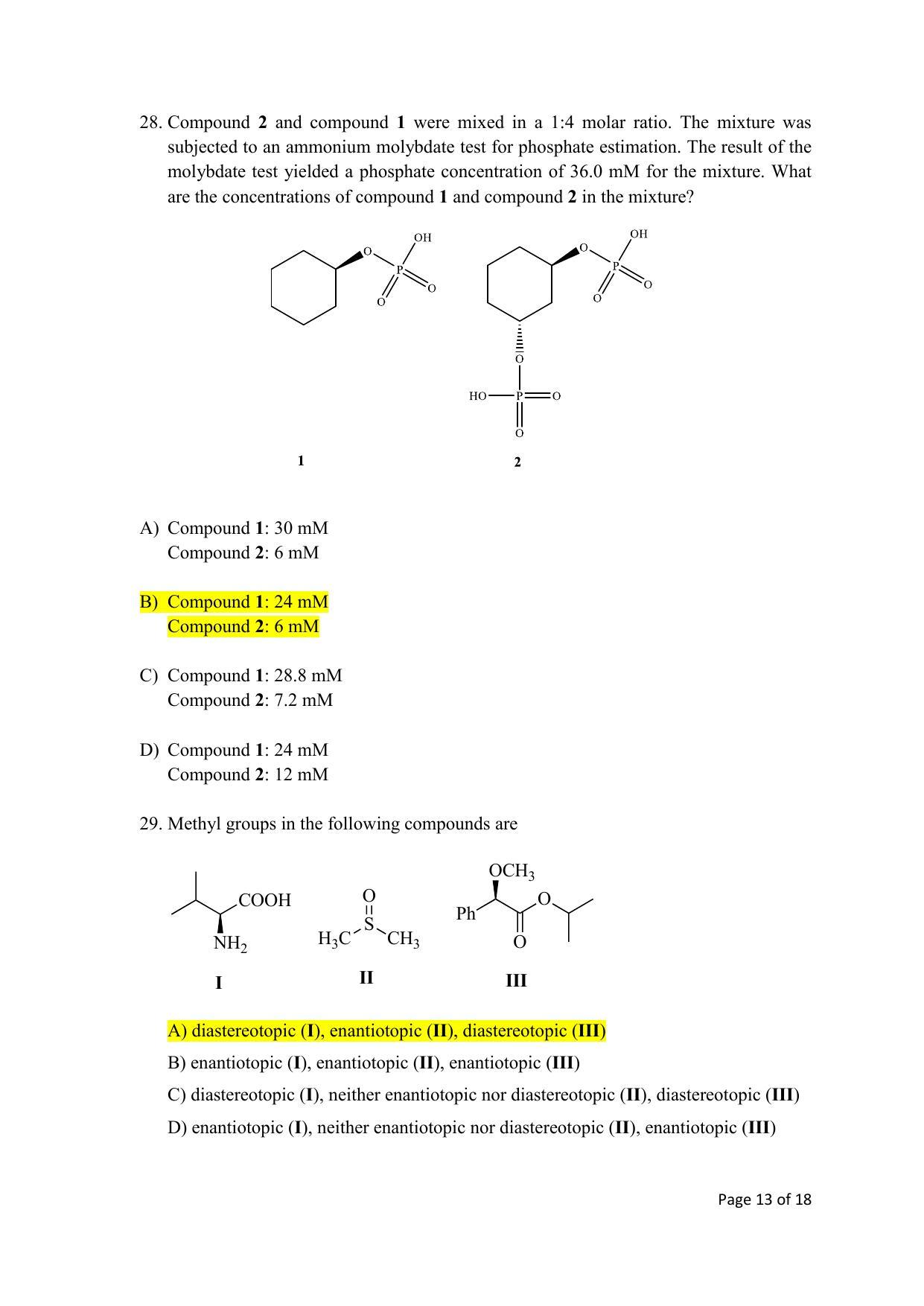 TIFR GS 2020 Chemistry Question Paper - Page 13