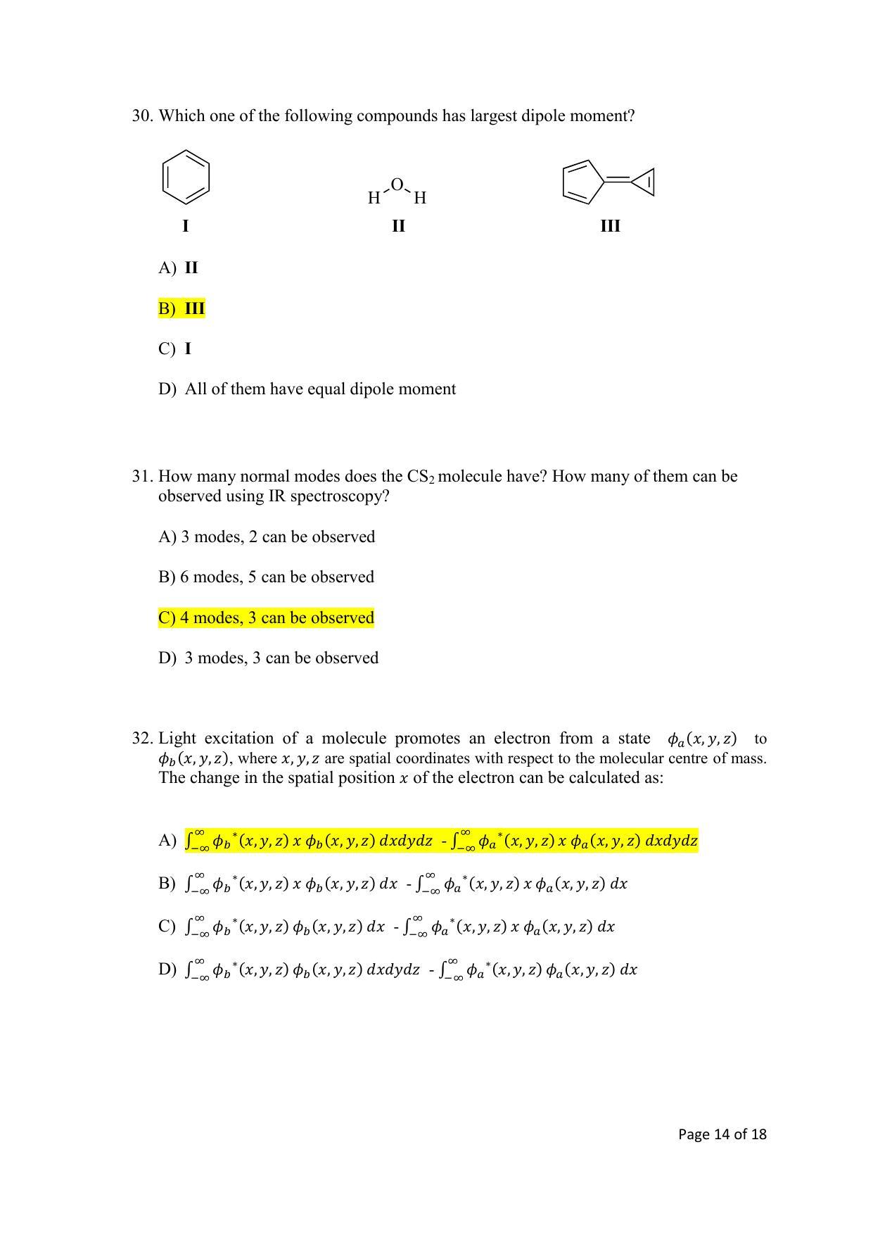 TIFR GS 2020 Chemistry Question Paper - Page 14