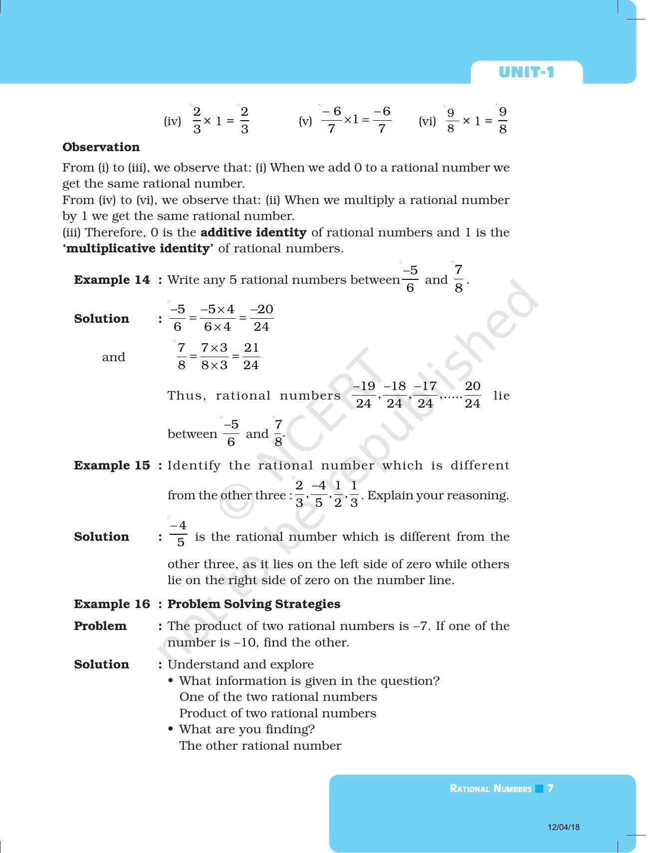NCERT Exemplar Book for Class 8 Maths: Chapter 1-Rational Numbers - Page 7