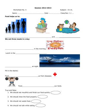 Worksheet for Class 1 EVS Assignment 6
