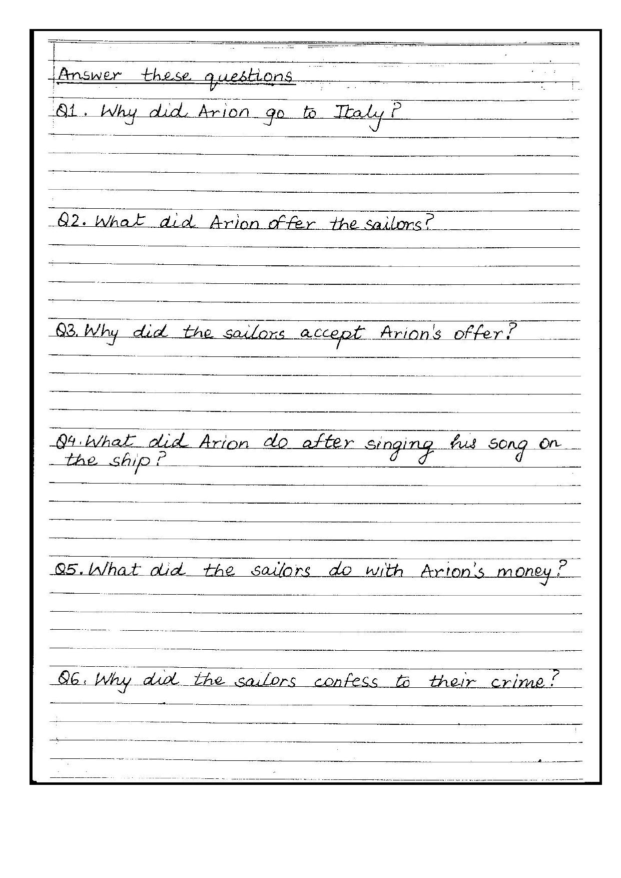 Worksheet for Class 5 English Saved by a Dolphin Assignment - Page 2
