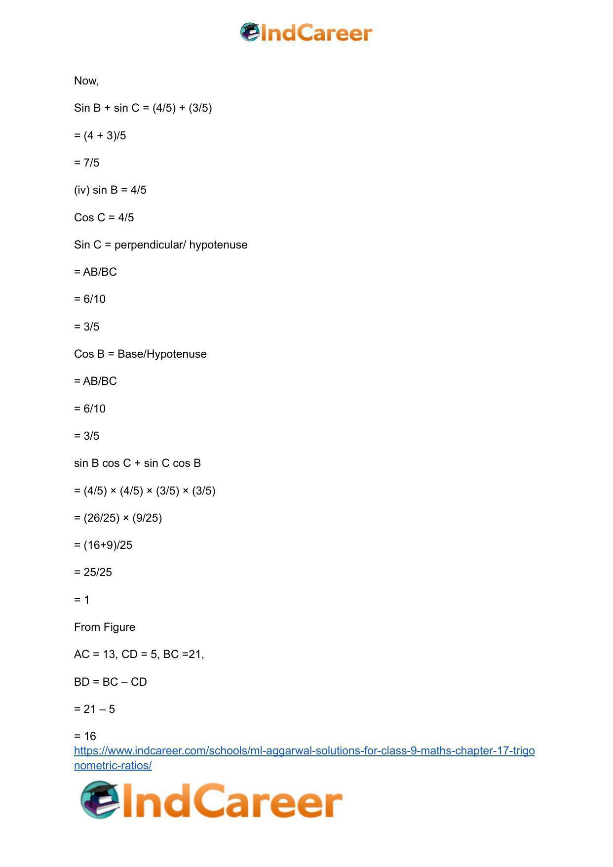 ML Aggarwal Solutions for Class 9 Maths Chapter 17- Trigonometric Ratios - Page 8