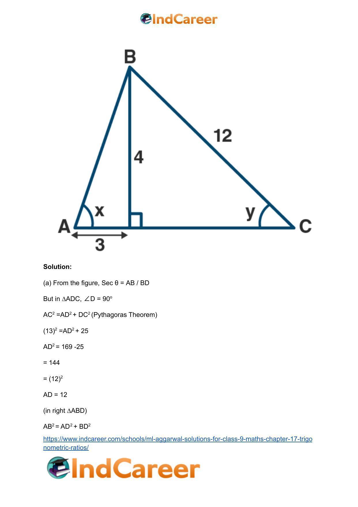 ML Aggarwal Solutions for Class 9 Maths Chapter 17- Trigonometric Ratios - Page 12