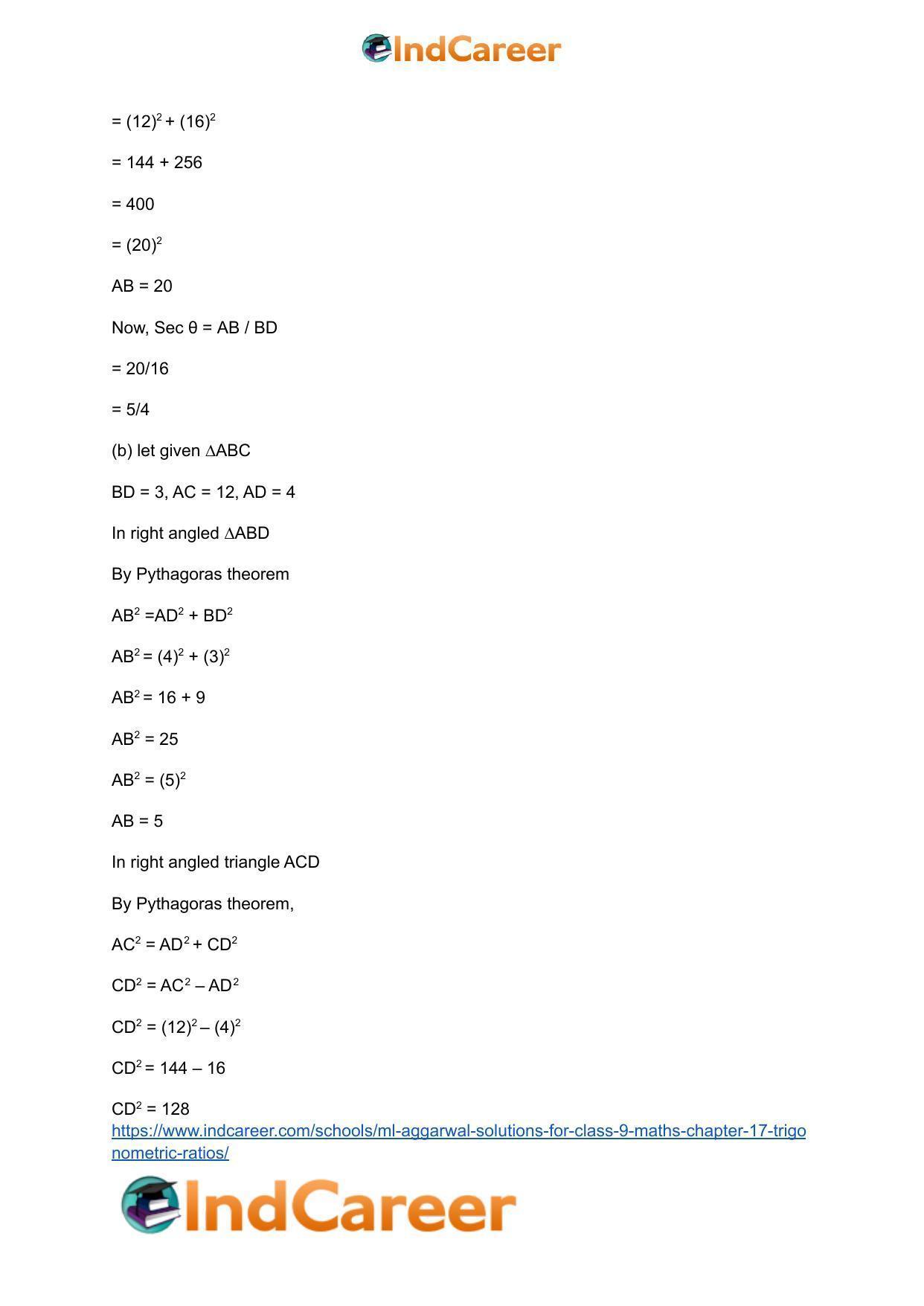 ML Aggarwal Solutions for Class 9 Maths Chapter 17- Trigonometric Ratios - Page 13