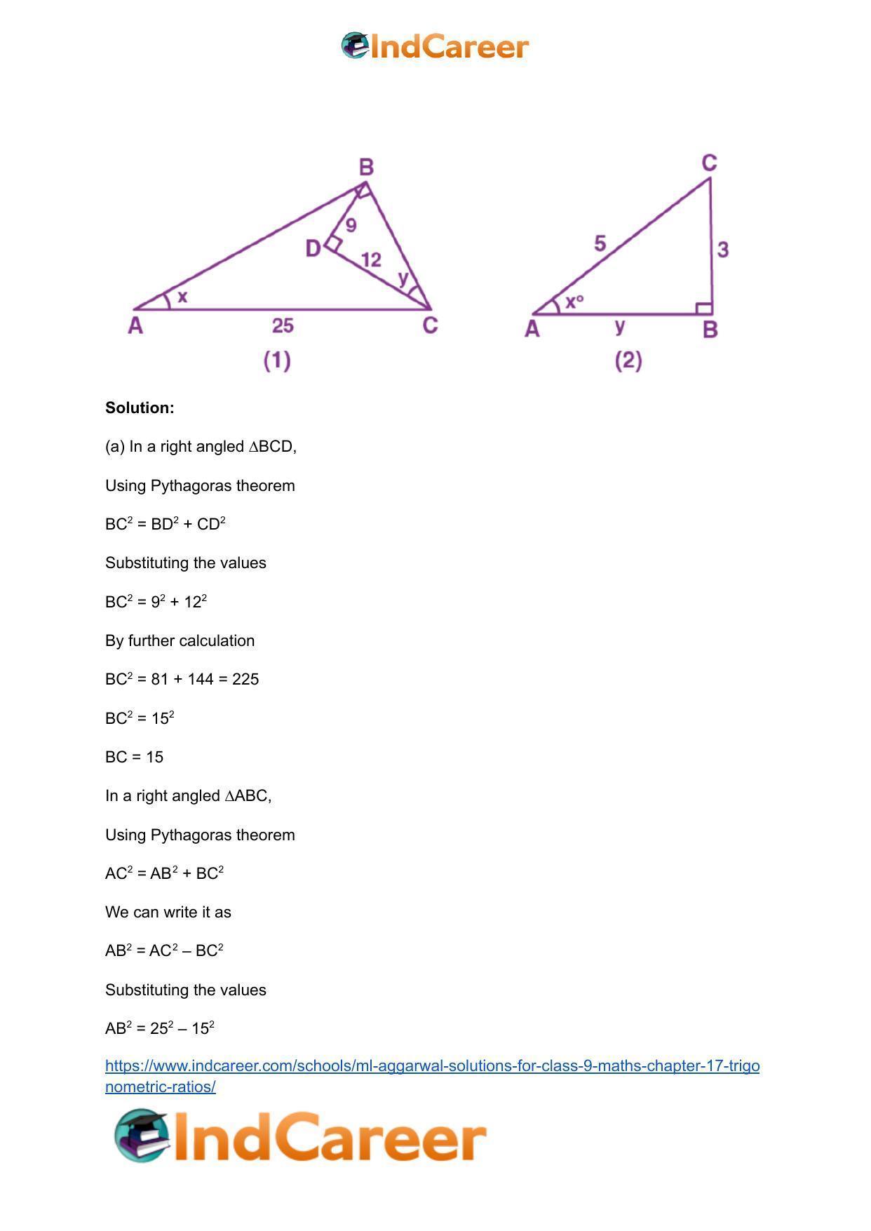 ML Aggarwal Solutions for Class 9 Maths Chapter 17- Trigonometric Ratios - Page 16