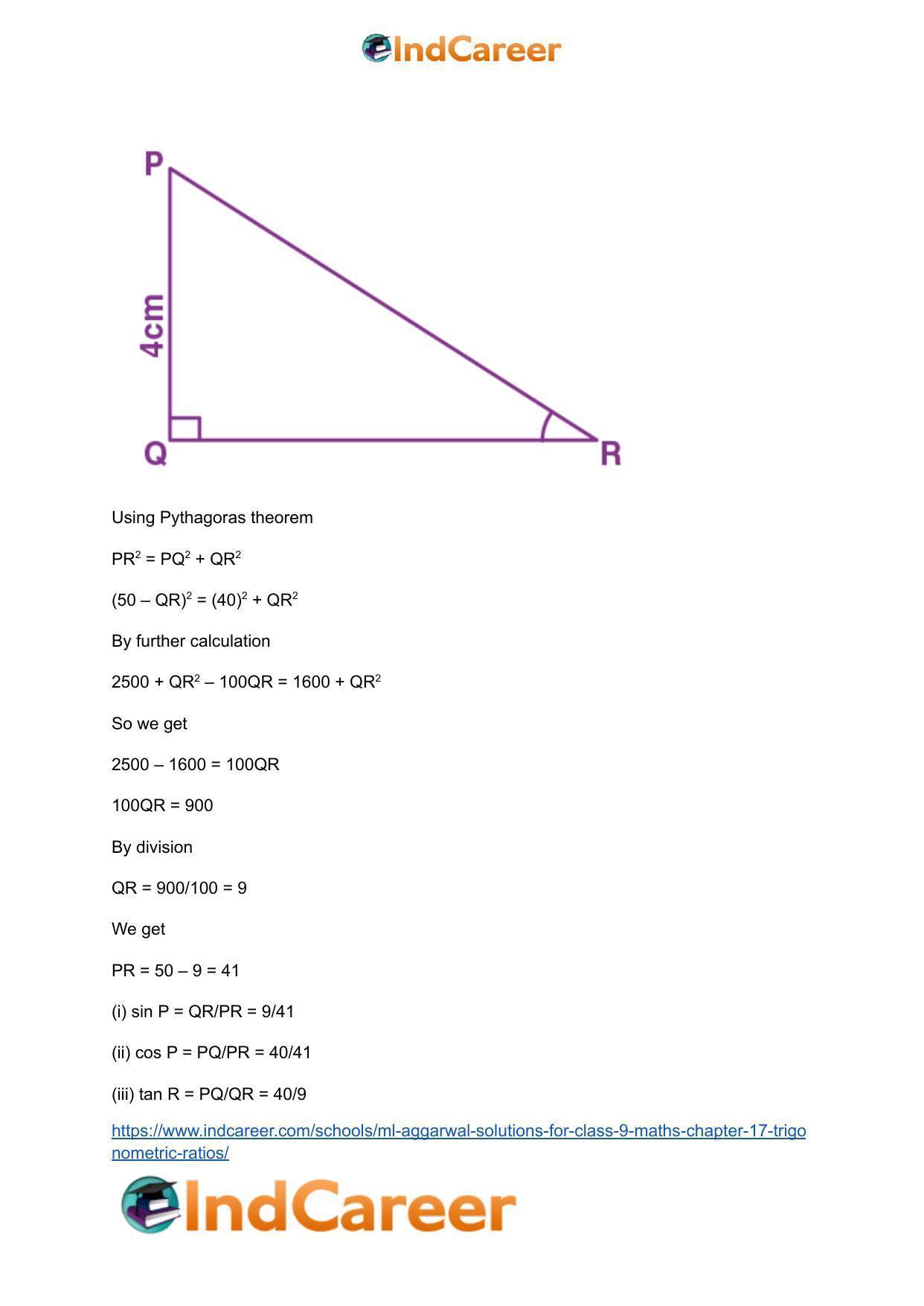 ML Aggarwal Solutions for Class 9 Maths Chapter 17- Trigonometric Ratios - Page 24