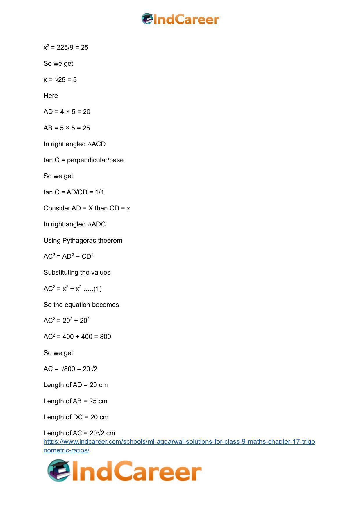 ML Aggarwal Solutions for Class 9 Maths Chapter 17- Trigonometric Ratios - Page 30