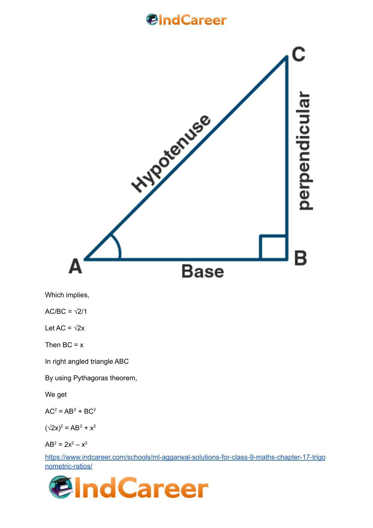 ML Aggarwal Solutions for Class 9 Maths Chapter 17- Trigonometric Ratios - Page 47