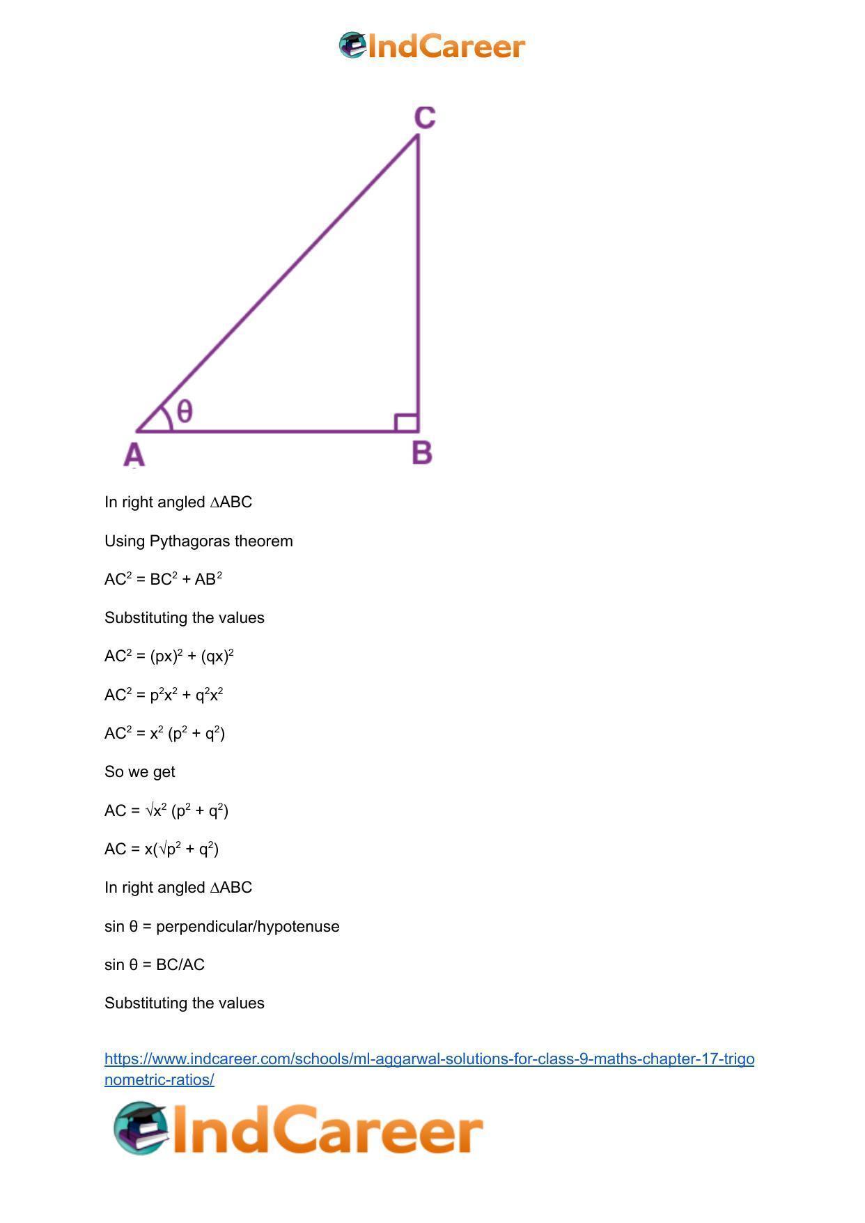 ML Aggarwal Solutions for Class 9 Maths Chapter 17- Trigonometric Ratios - Page 54