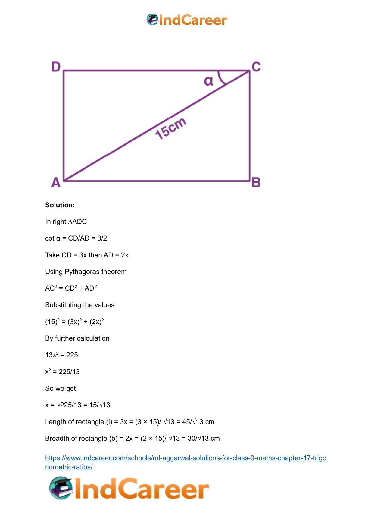 ML Aggarwal Solutions for Class 9 Maths Chapter 17- Trigonometric Ratios - Page 70