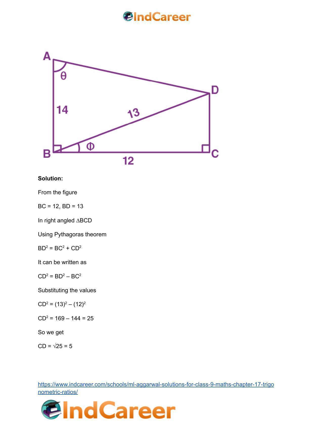 ML Aggarwal Solutions for Class 9 Maths Chapter 17- Trigonometric Ratios - Page 72
