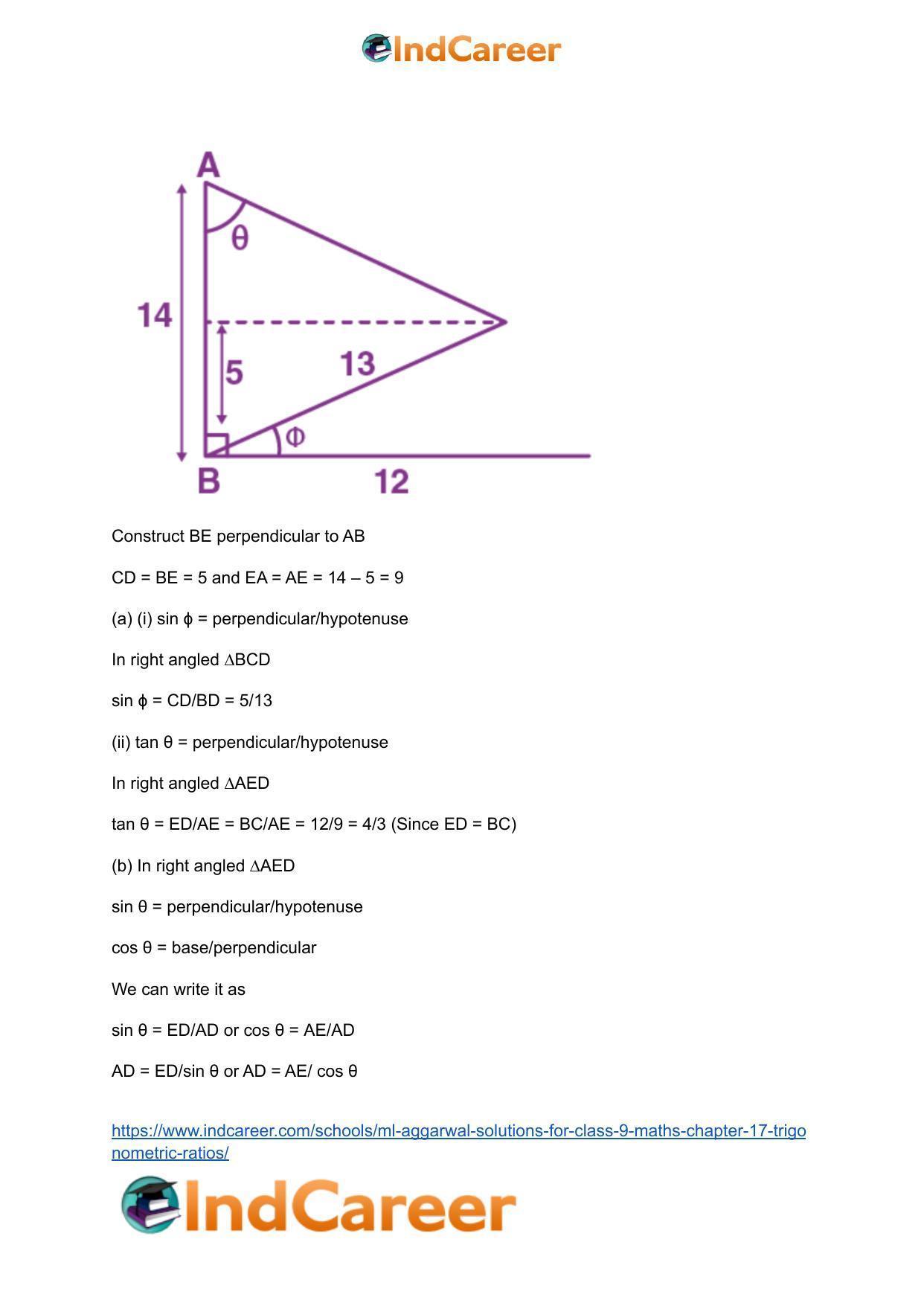 ML Aggarwal Solutions for Class 9 Maths Chapter 17- Trigonometric Ratios - Page 73