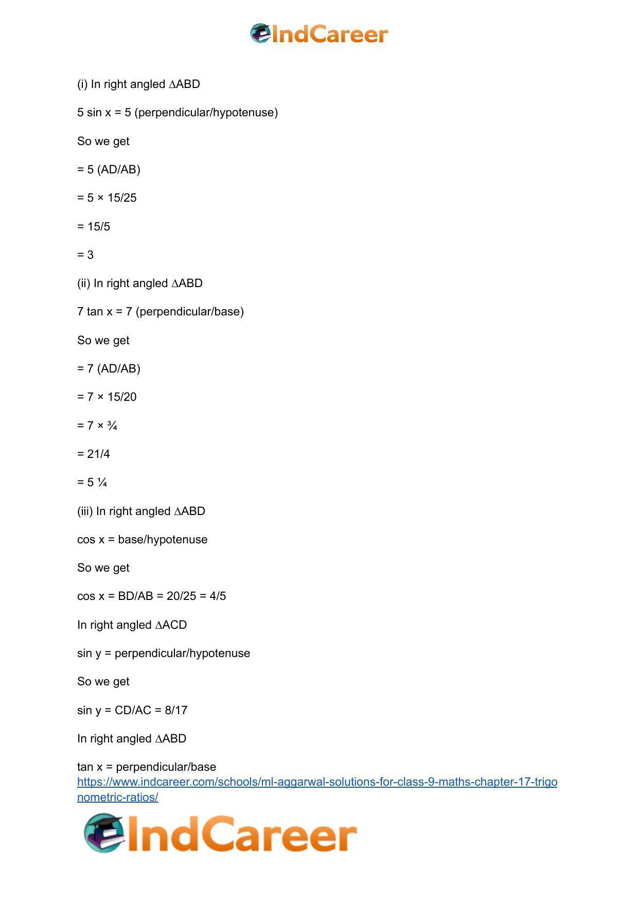 ML Aggarwal Solutions for Class 9 Maths Chapter 17- Trigonometric Ratios - Page 86