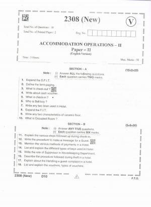 AP Intermediate 2nd Year Vocational Question Paper September-2021- Accummodation_Operations-II