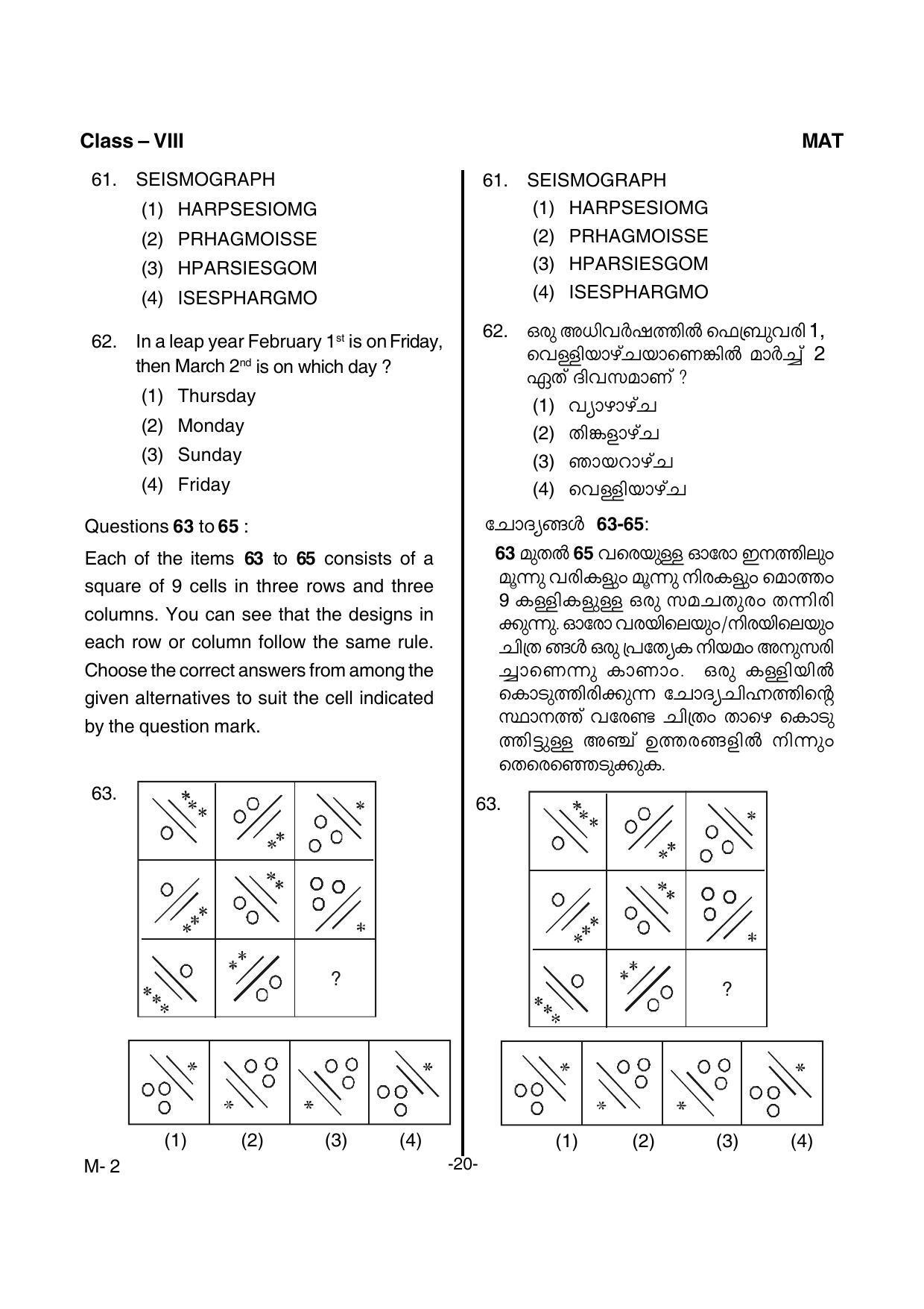 Kerala NTSE 2016 MAT Question Paper - Page 22