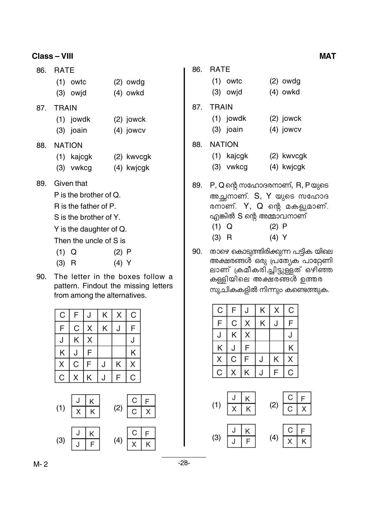 Kerala NTSE 2016 MAT Question Paper - Page 30