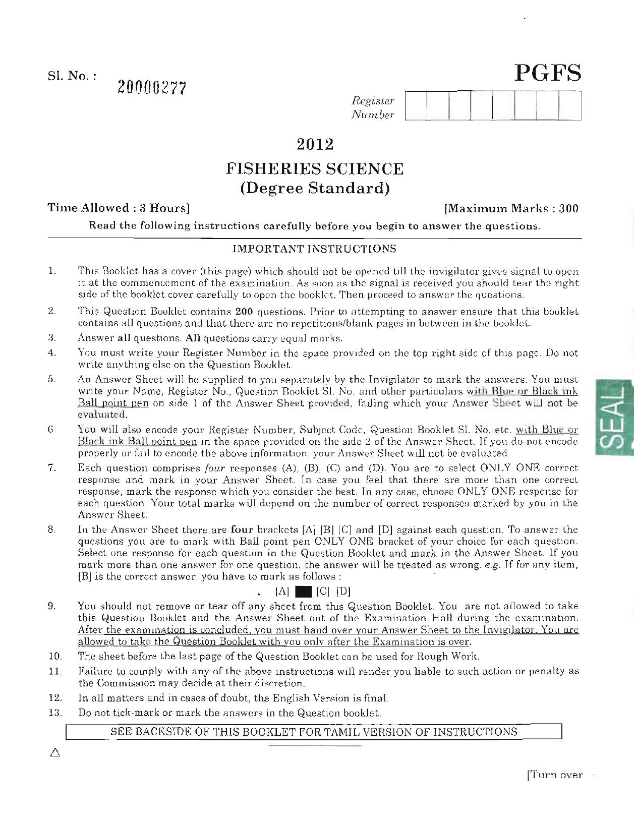 MCAER PG CET 2012 Question Paper - Page 1