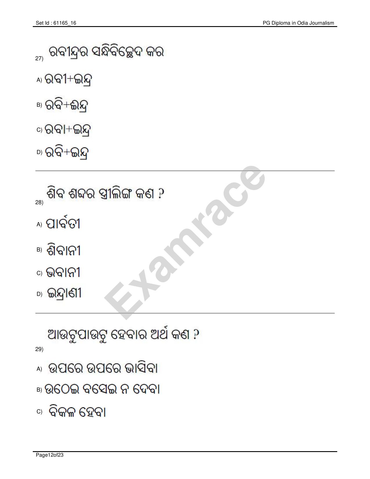 IIMC Journalism (PG Diploma) 2020 Odia Question Paper - Page 12