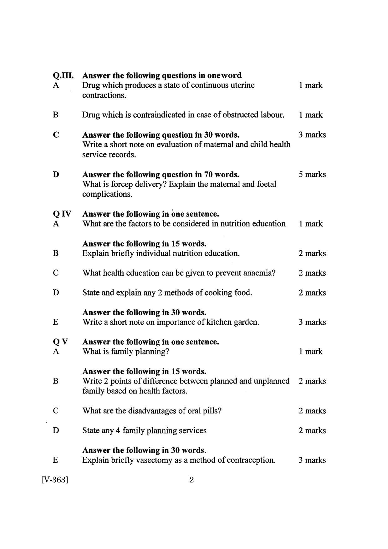 Goa Board Class 12 Maternity and Child Health - II  June 2019 (June 2019) Question Paper - Page 2