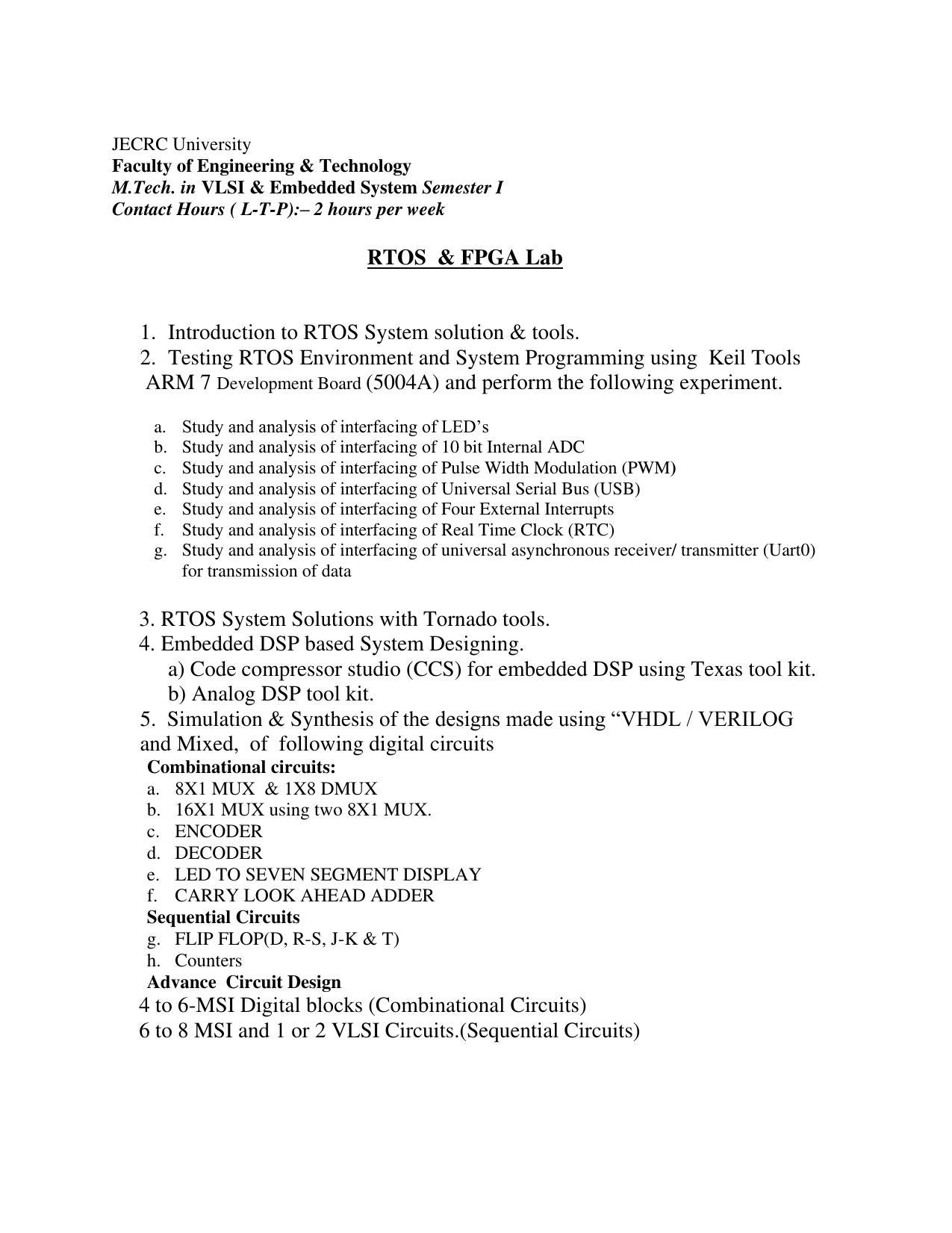 JECRC Jaipur M Tech - VLSI & Embedded System Syllabus - Page 16