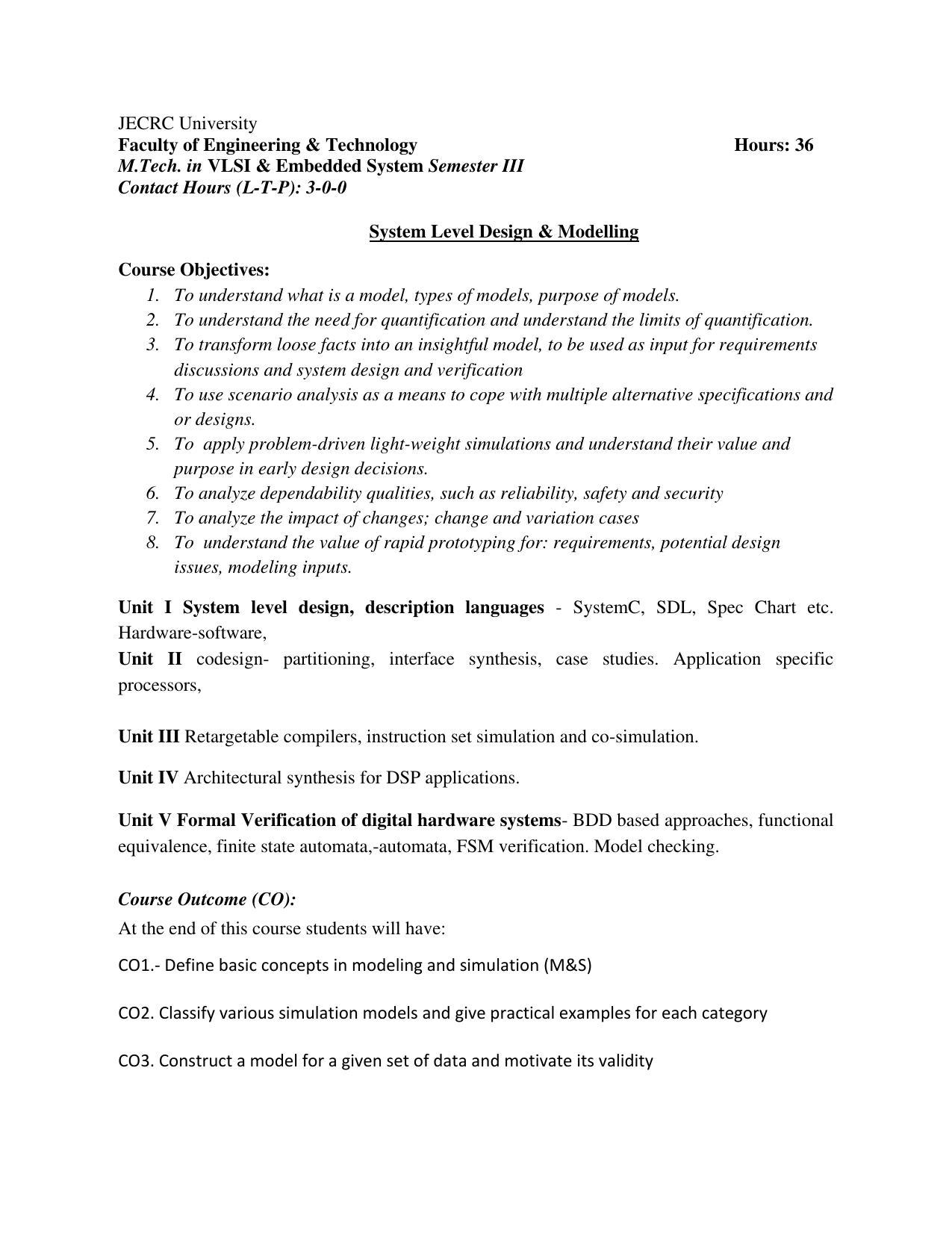 JECRC Jaipur M Tech - VLSI & Embedded System Syllabus - Page 44