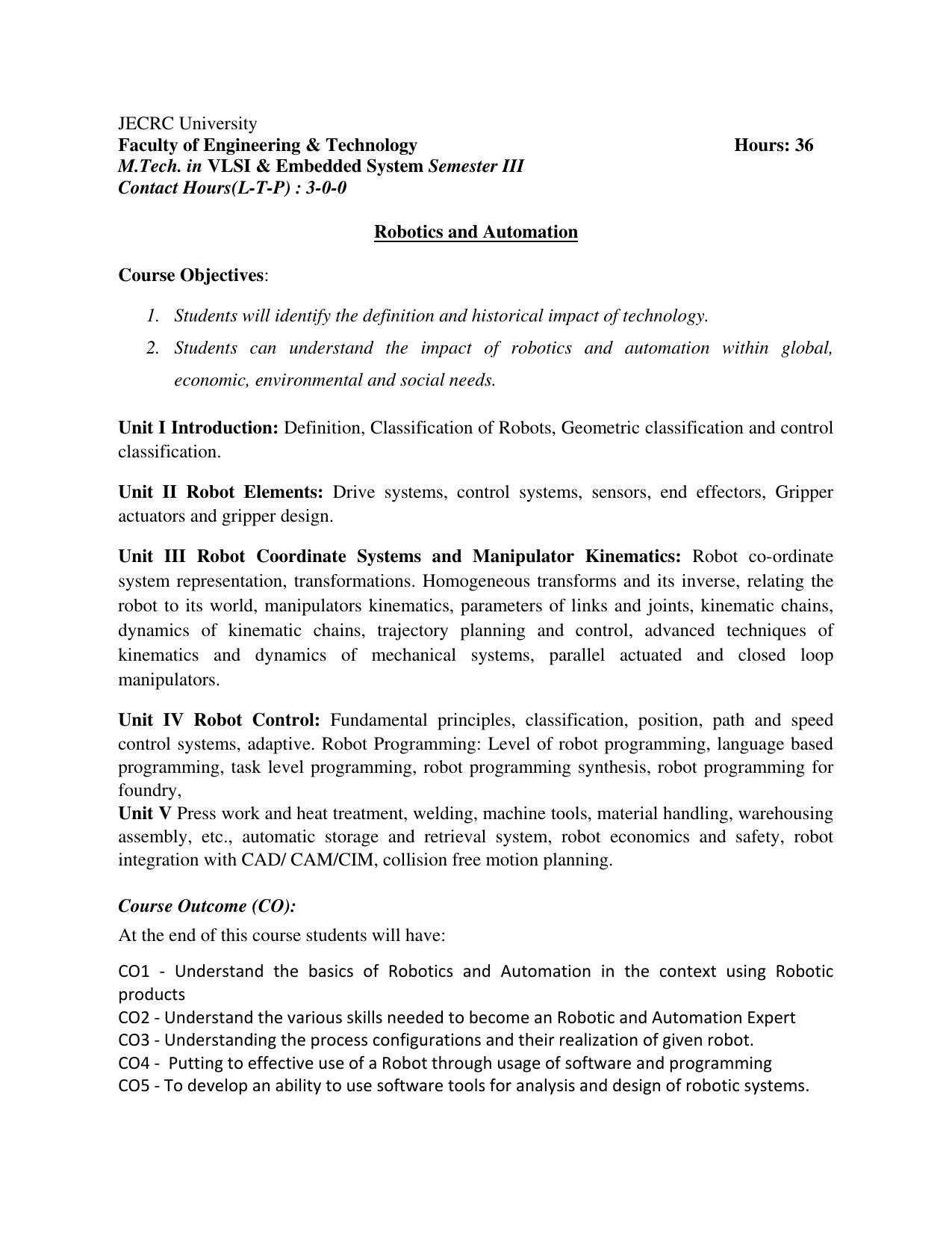 JECRC Jaipur M Tech - VLSI & Embedded System Syllabus - Page 46