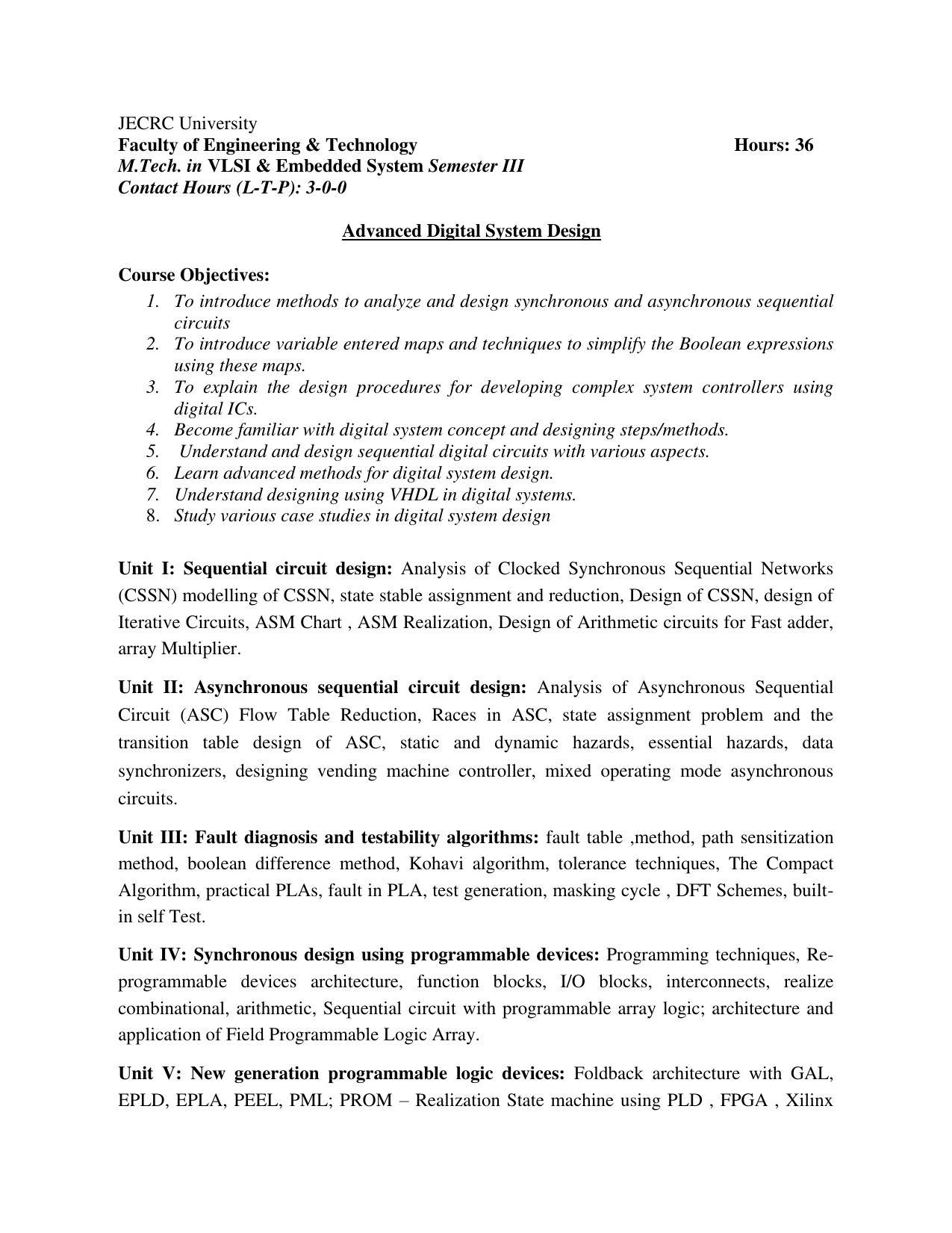 JECRC Jaipur M Tech - VLSI & Embedded System Syllabus - Page 64