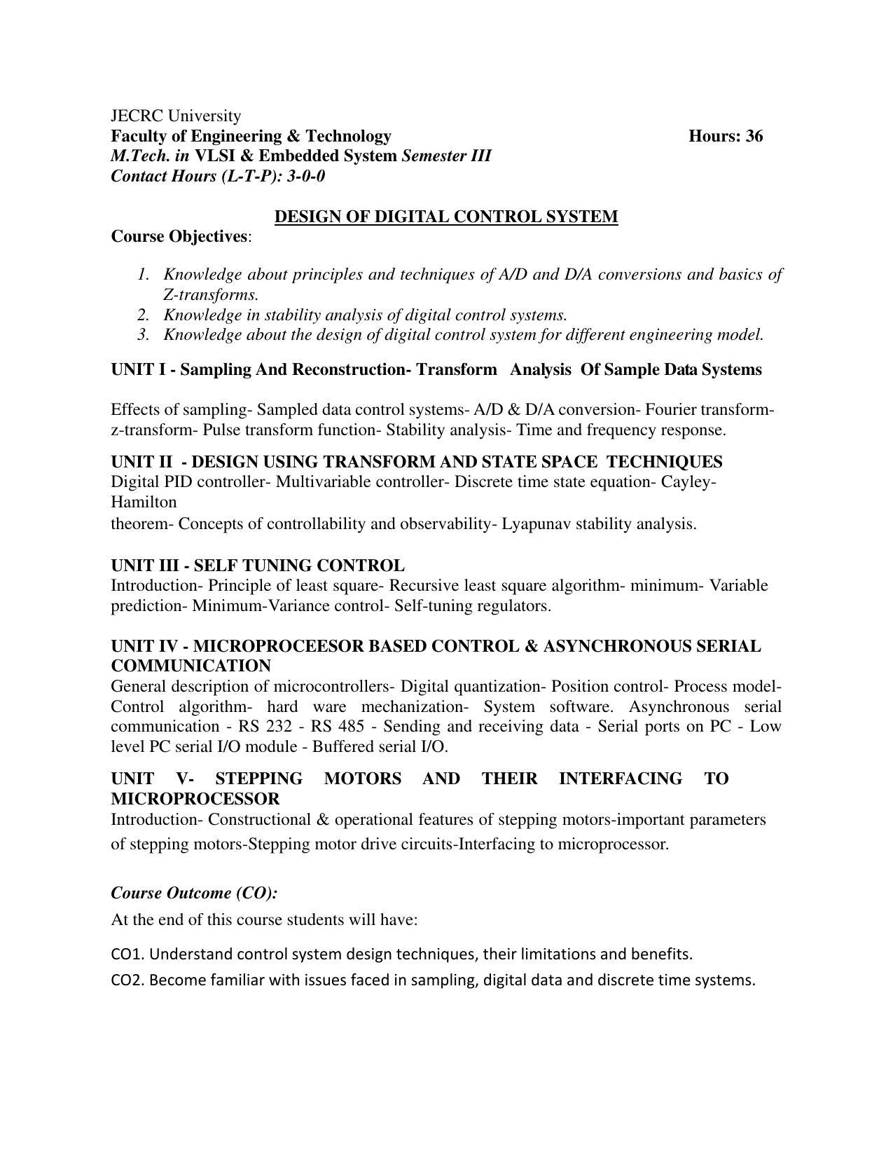 JECRC Jaipur M Tech - VLSI & Embedded System Syllabus - Page 70