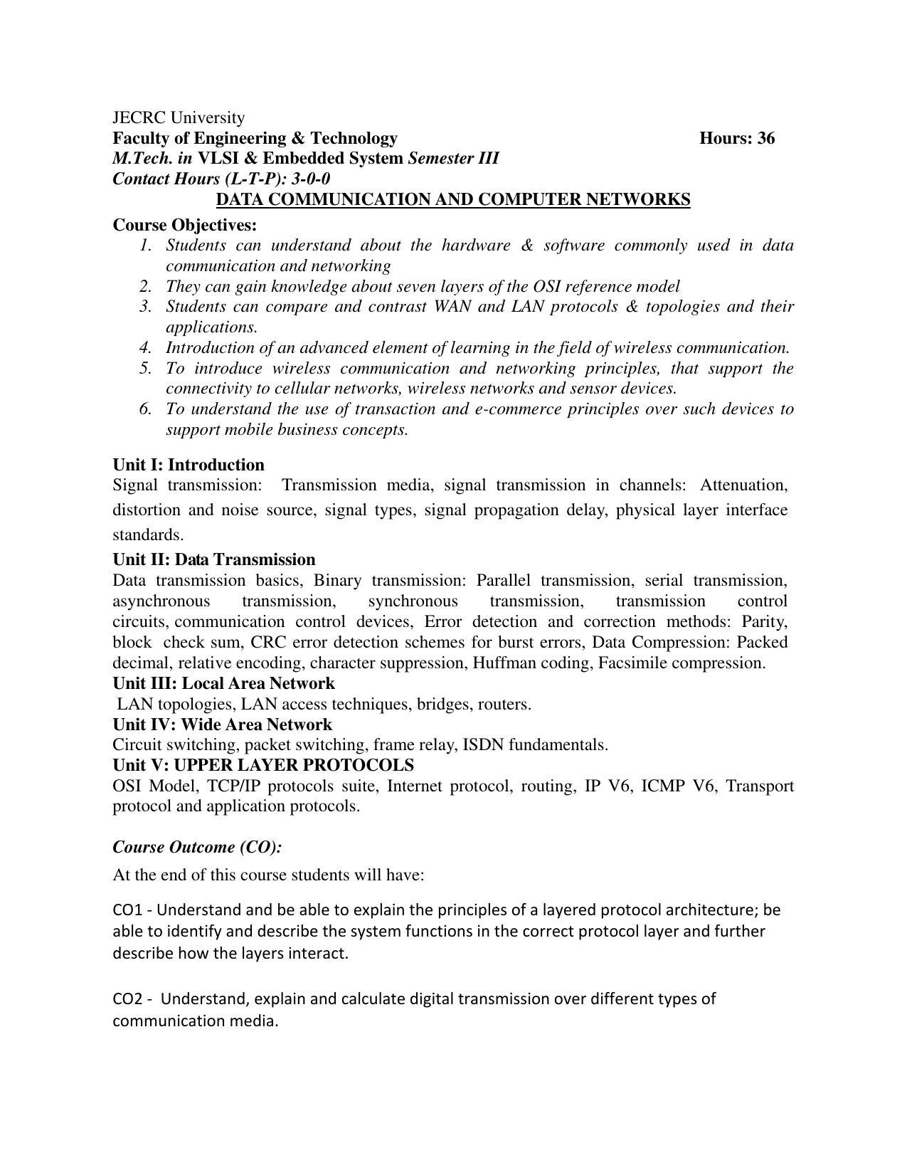 JECRC Jaipur M Tech - VLSI & Embedded System Syllabus - Page 74