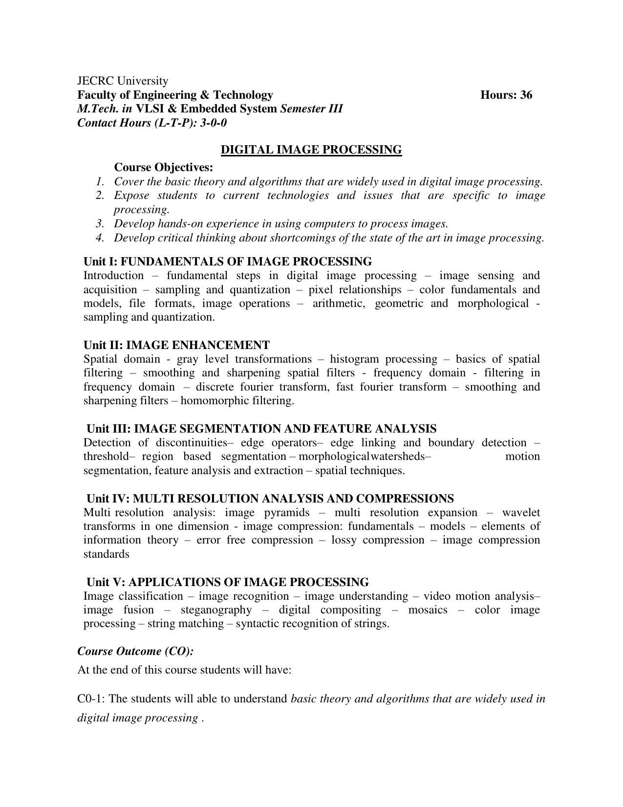 JECRC Jaipur M Tech - VLSI & Embedded System Syllabus - Page 78