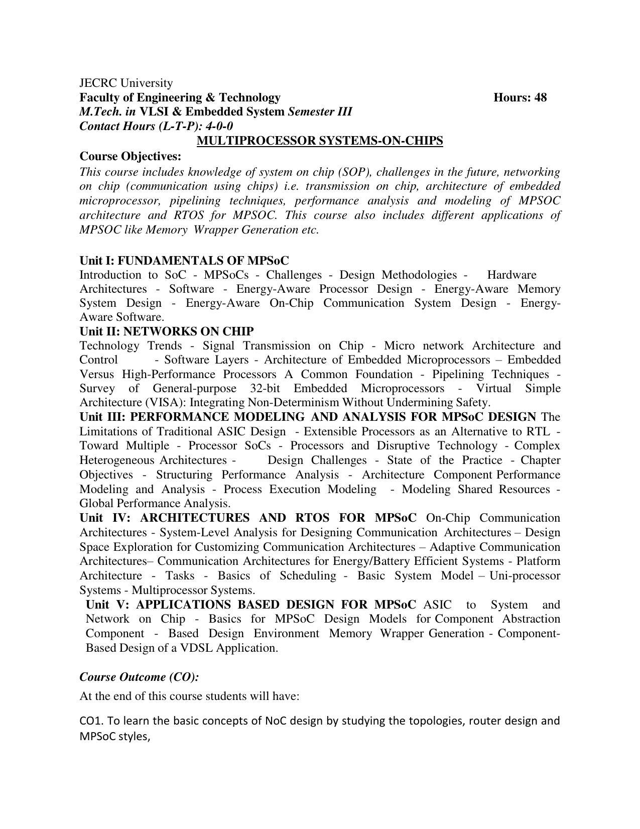JECRC Jaipur M Tech - VLSI & Embedded System Syllabus - Page 86