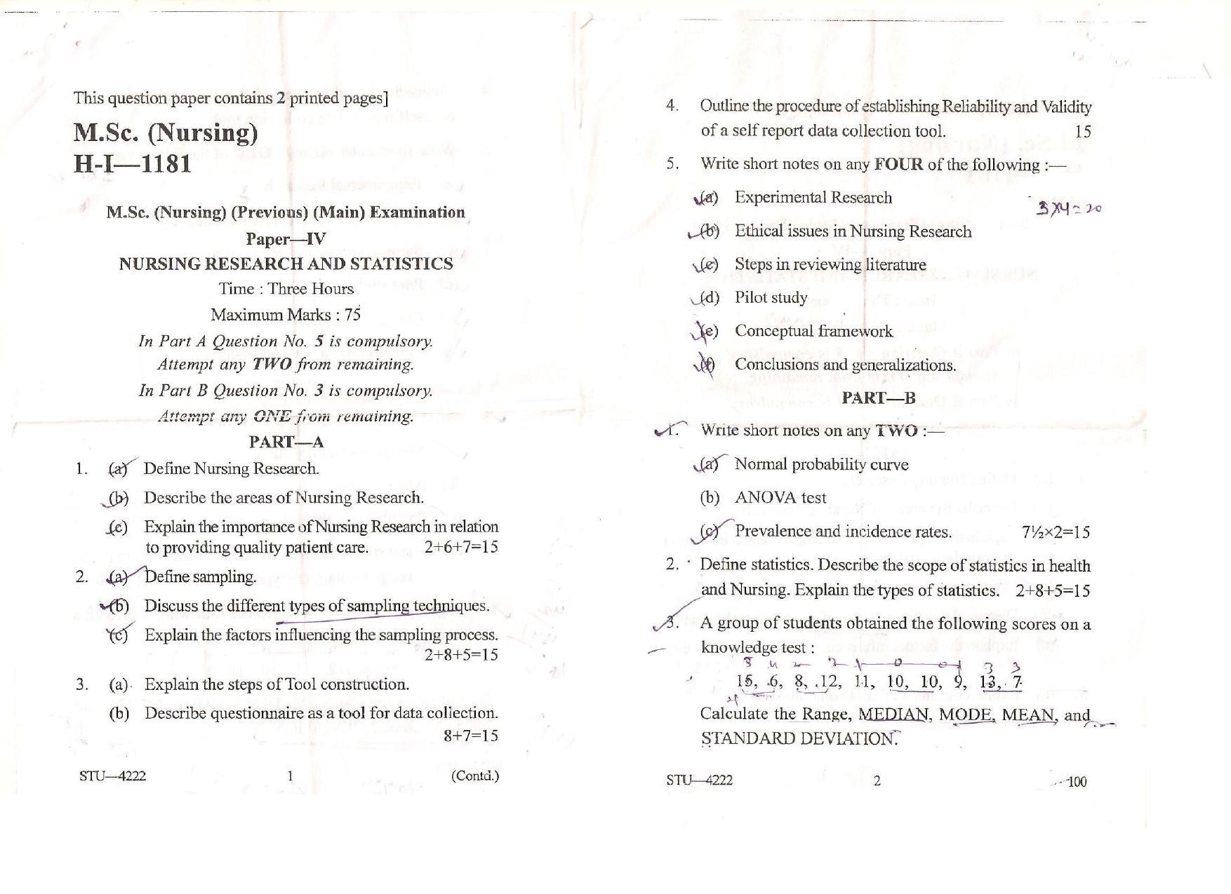 UHS M.Sc Nursing (Pervious) 2013 Question Paper - Page 4