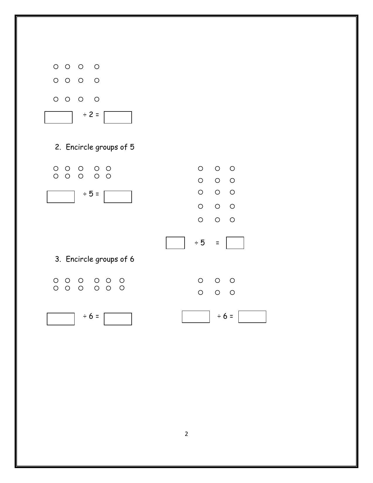 Worksheets for Class 2 Maths Assignment 140 Division - Page 2