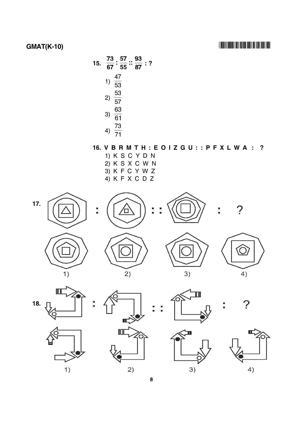 Karnataka NTSE 2016 MAT Question Paper - Page 8