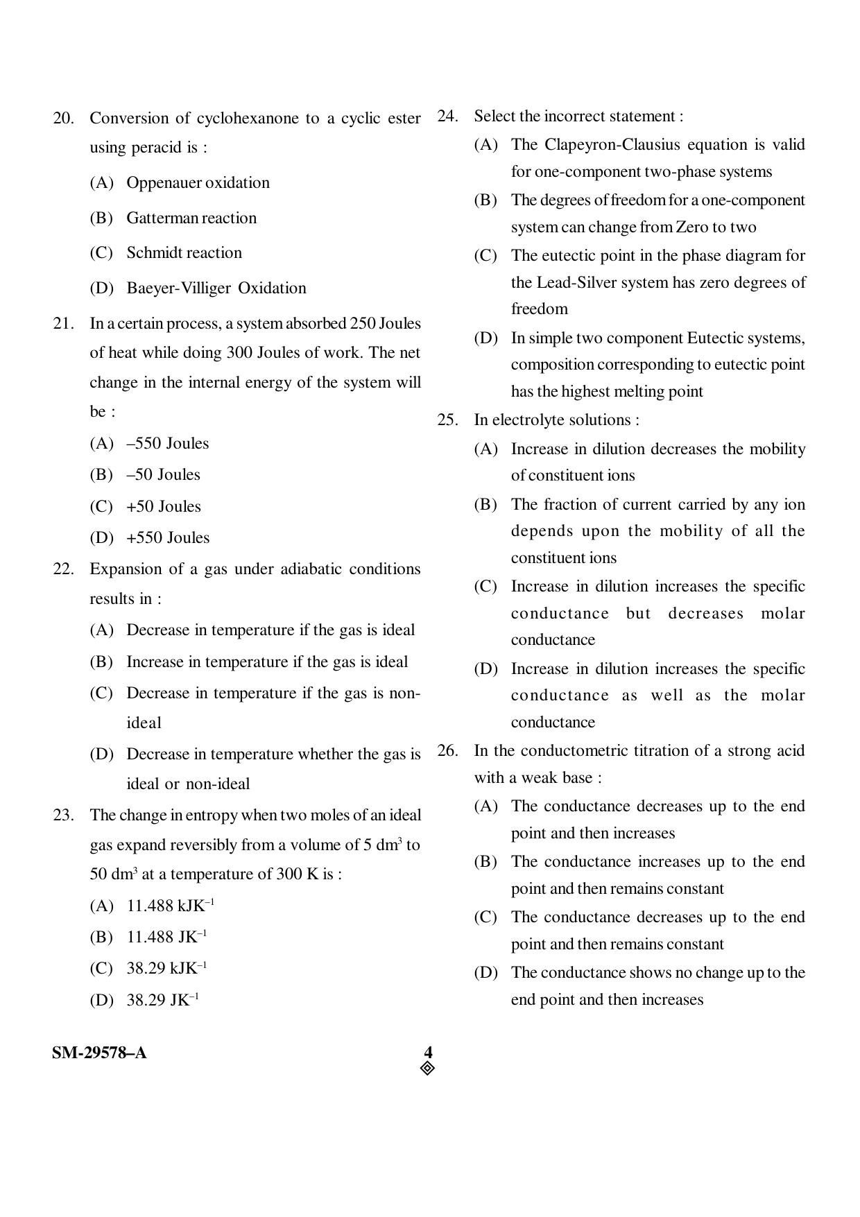 KUET 2023 M.Sc. Nanotechnology Question Paper - Page 4