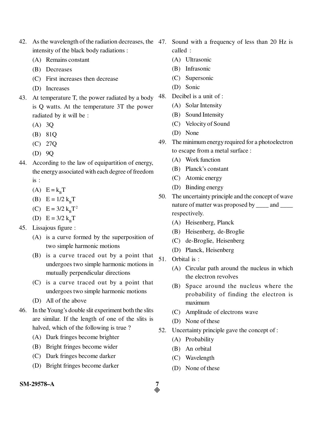 KUET 2023 M.Sc. Nanotechnology Question Paper - Page 7