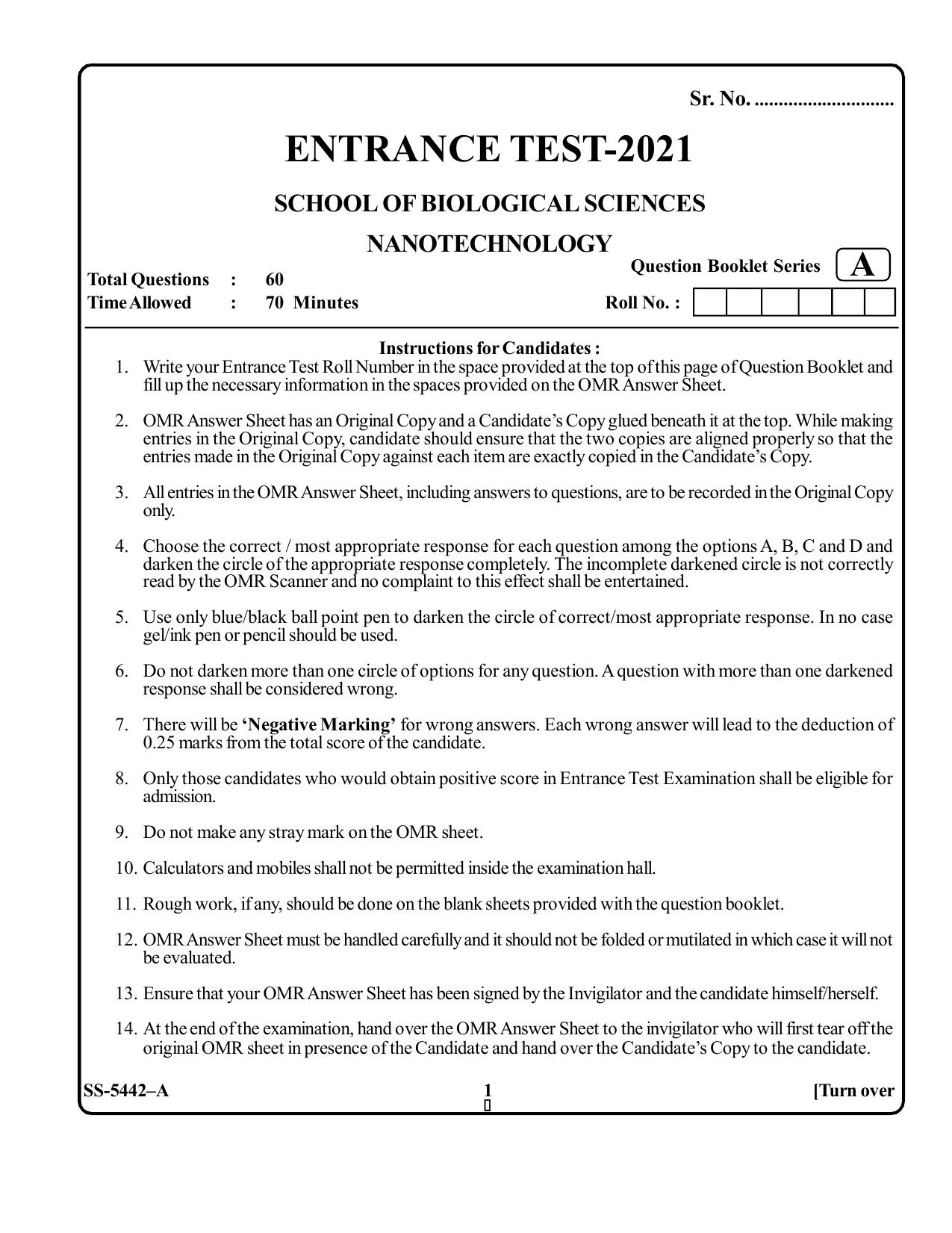 KUET 2023 M.Sc. Nanotechnology Question Paper - Page 24