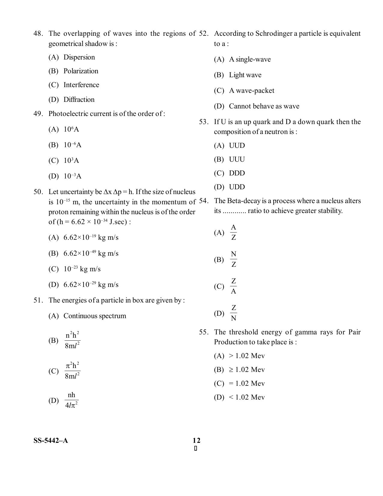 KUET 2023 M.Sc. Nanotechnology Question Paper - Page 35