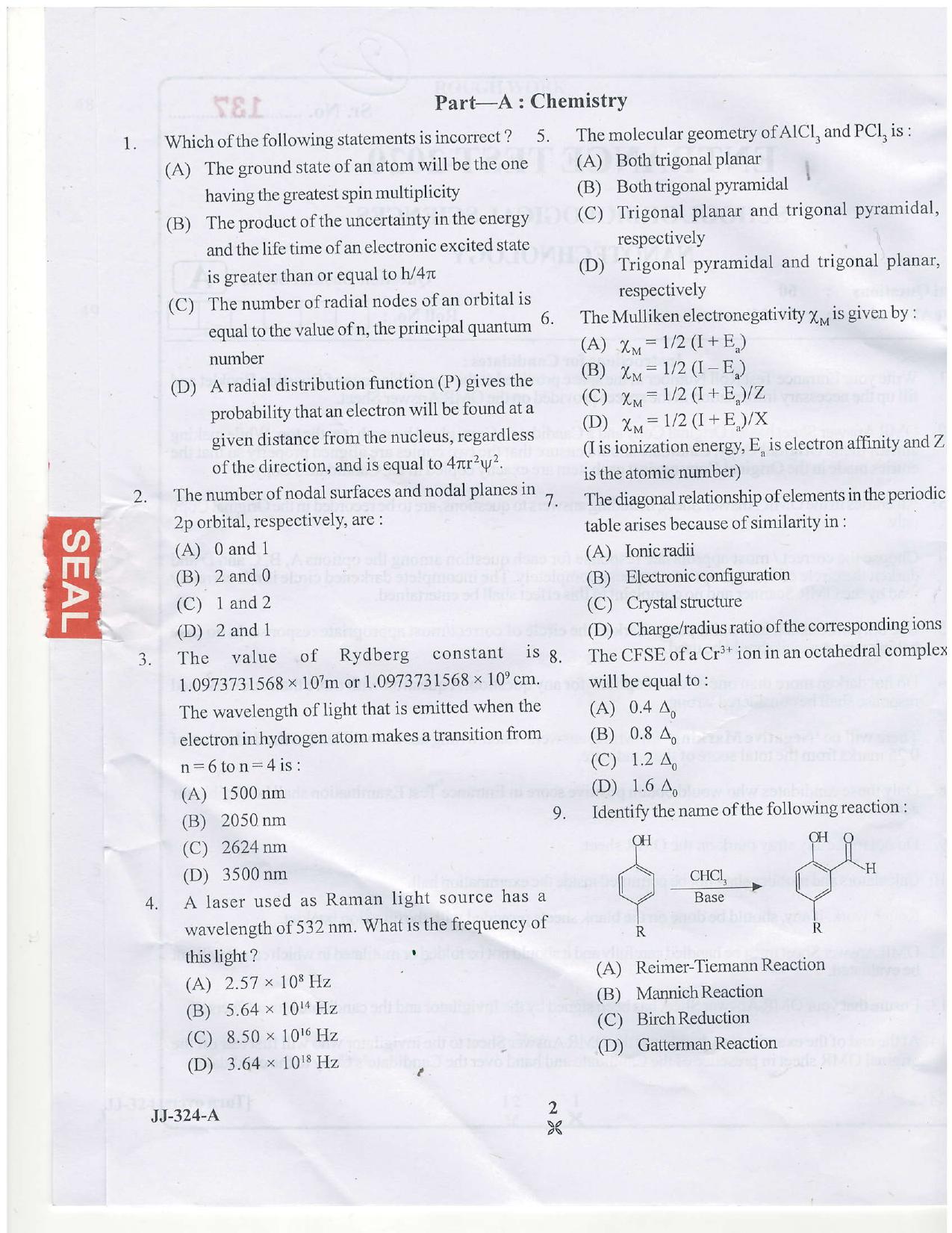 KUET 2023 M.Sc. Nanotechnology Question Paper - Page 40