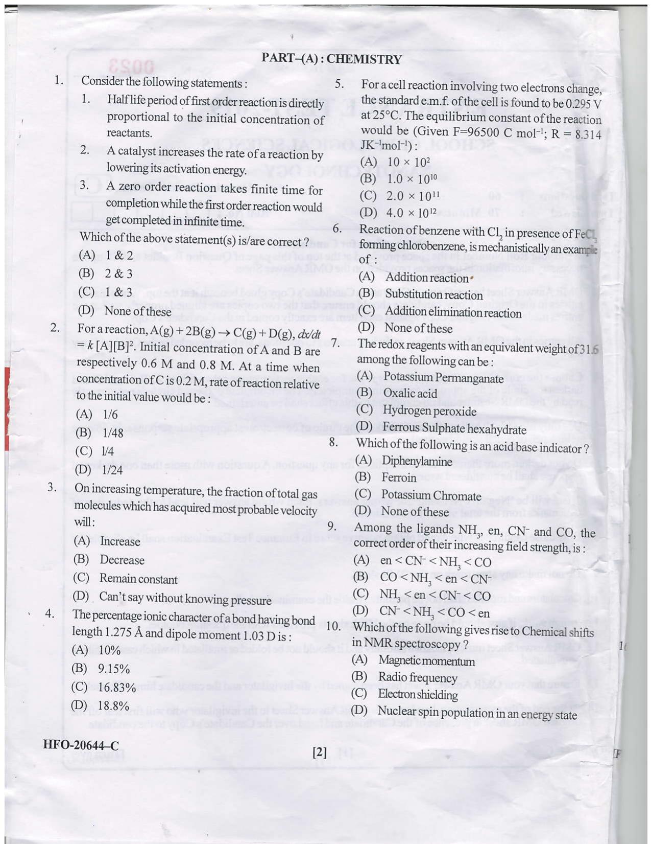 KUET 2023 M.Sc. Nanotechnology Question Paper - Page 50